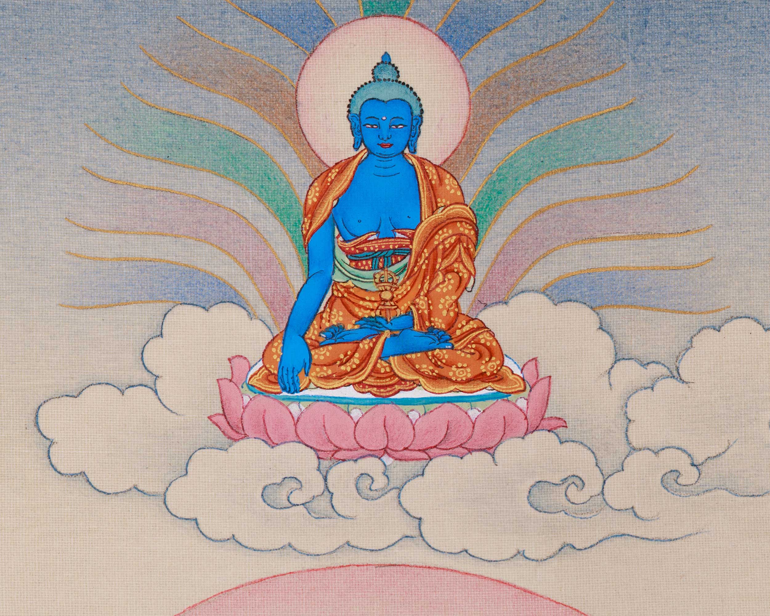 Sacred Manjushri, White Tara, and Dzambhala Thangka | Knowledge, Protection, and Prosperity