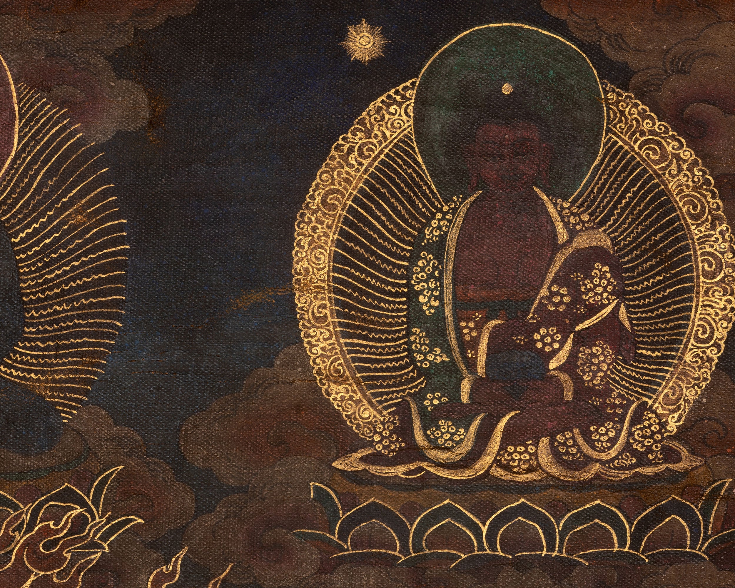 6-Armed Dharmapala Mahakala | Vintage Tibetan Thangka Painting