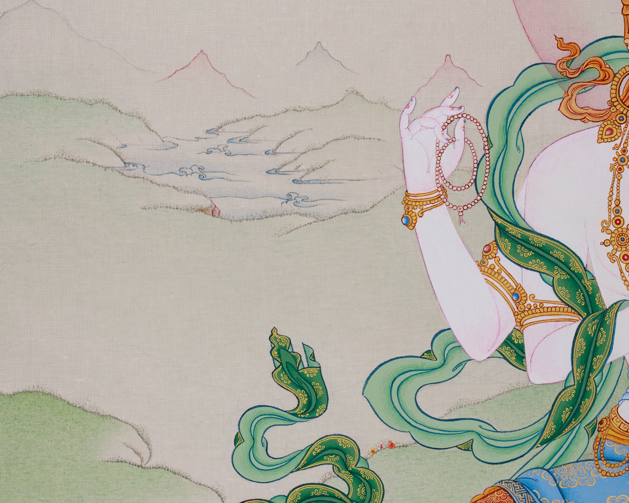 Authentic Tibetan Thangka of Chenrezig | Symbol of Loving-Kindness and Awakening