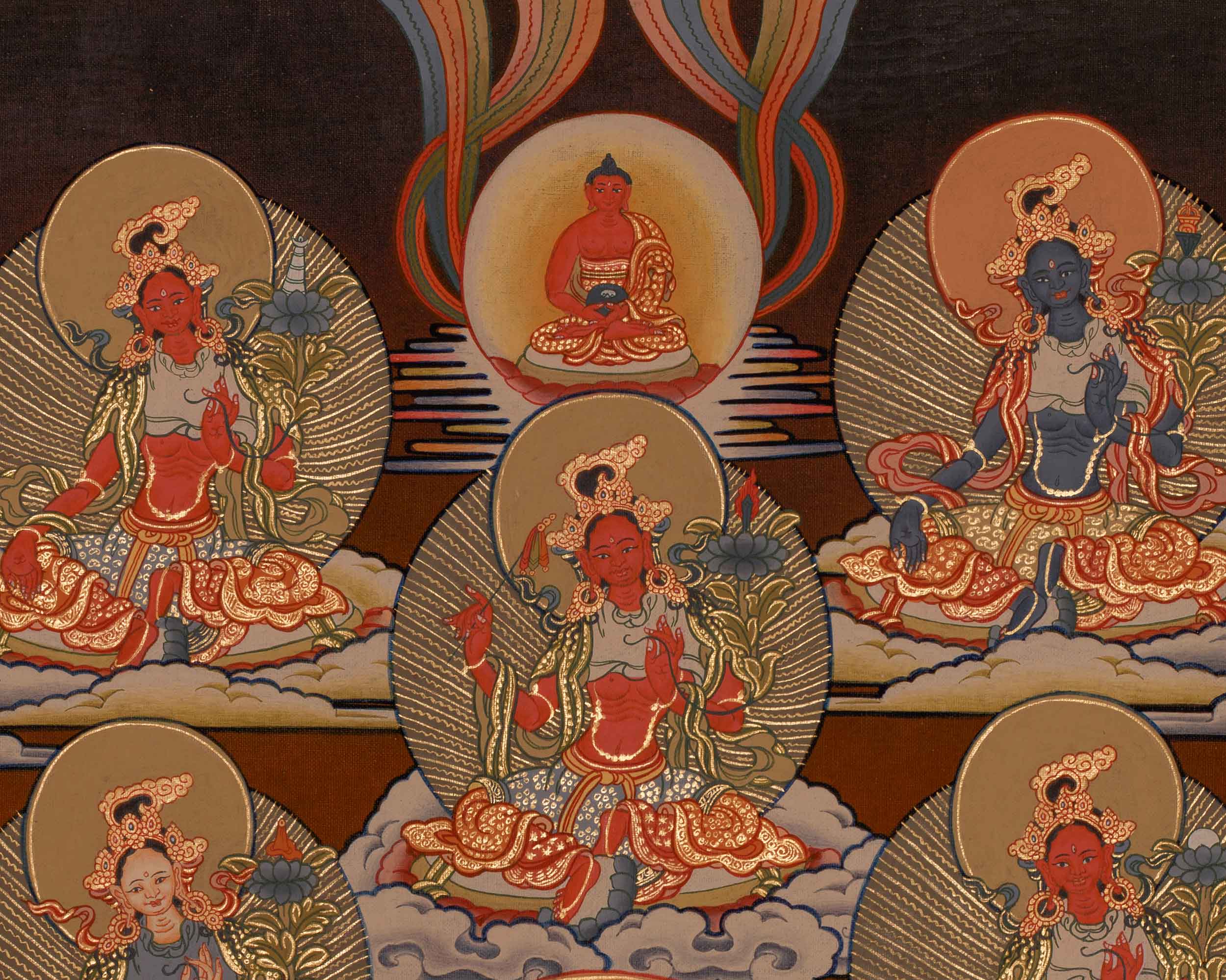 Twenty-One Tara Goddess Thangka | Manifestation of Tara