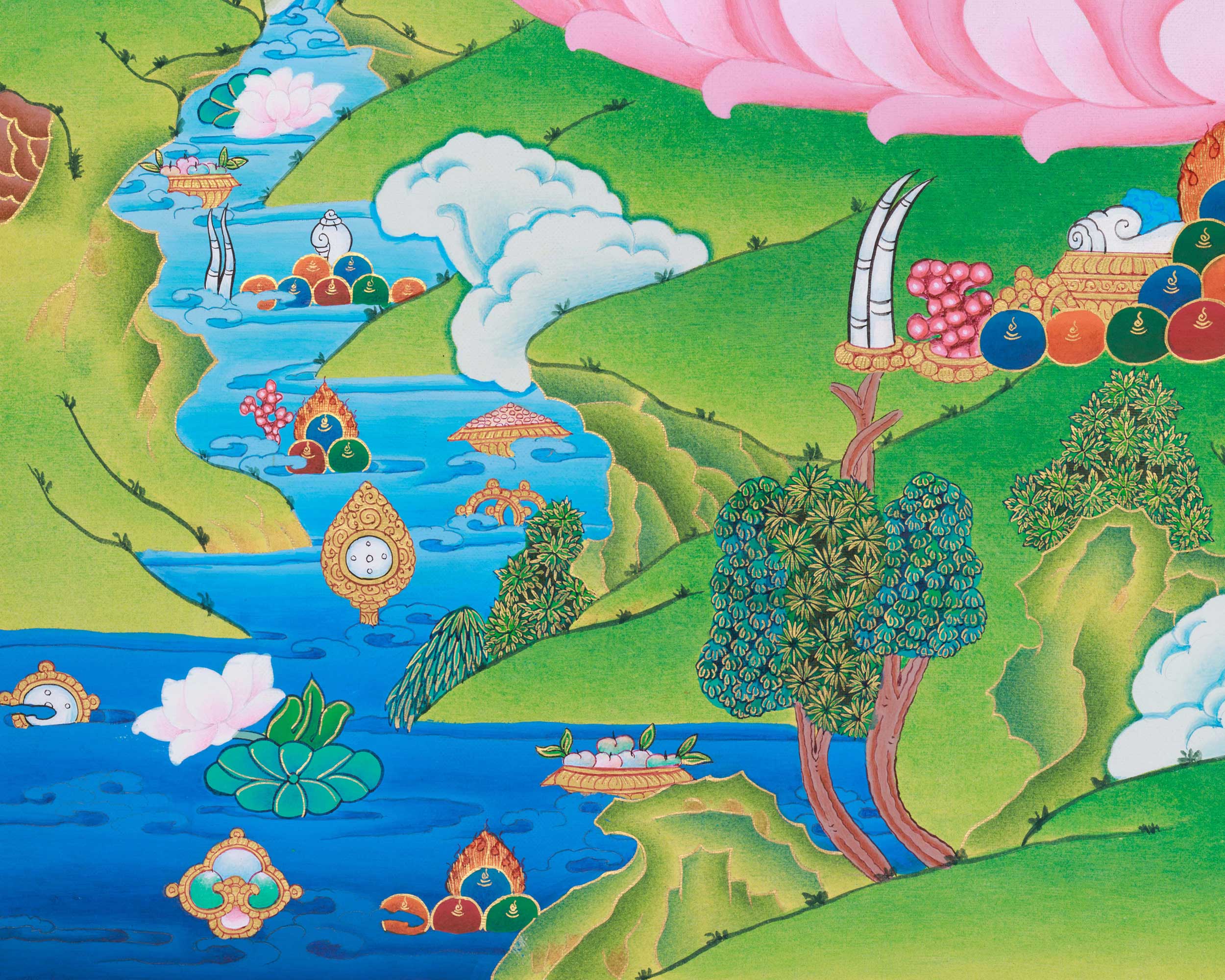 White Tara Female Buddha Thangka | Hand-Painted Art for Meditation