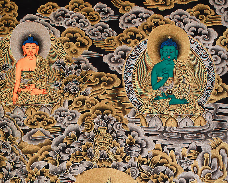 Rig Sum Gonpo | The Triad of Bodhisattvas Avalokiteshvara, Manjushri, and Vajrapani