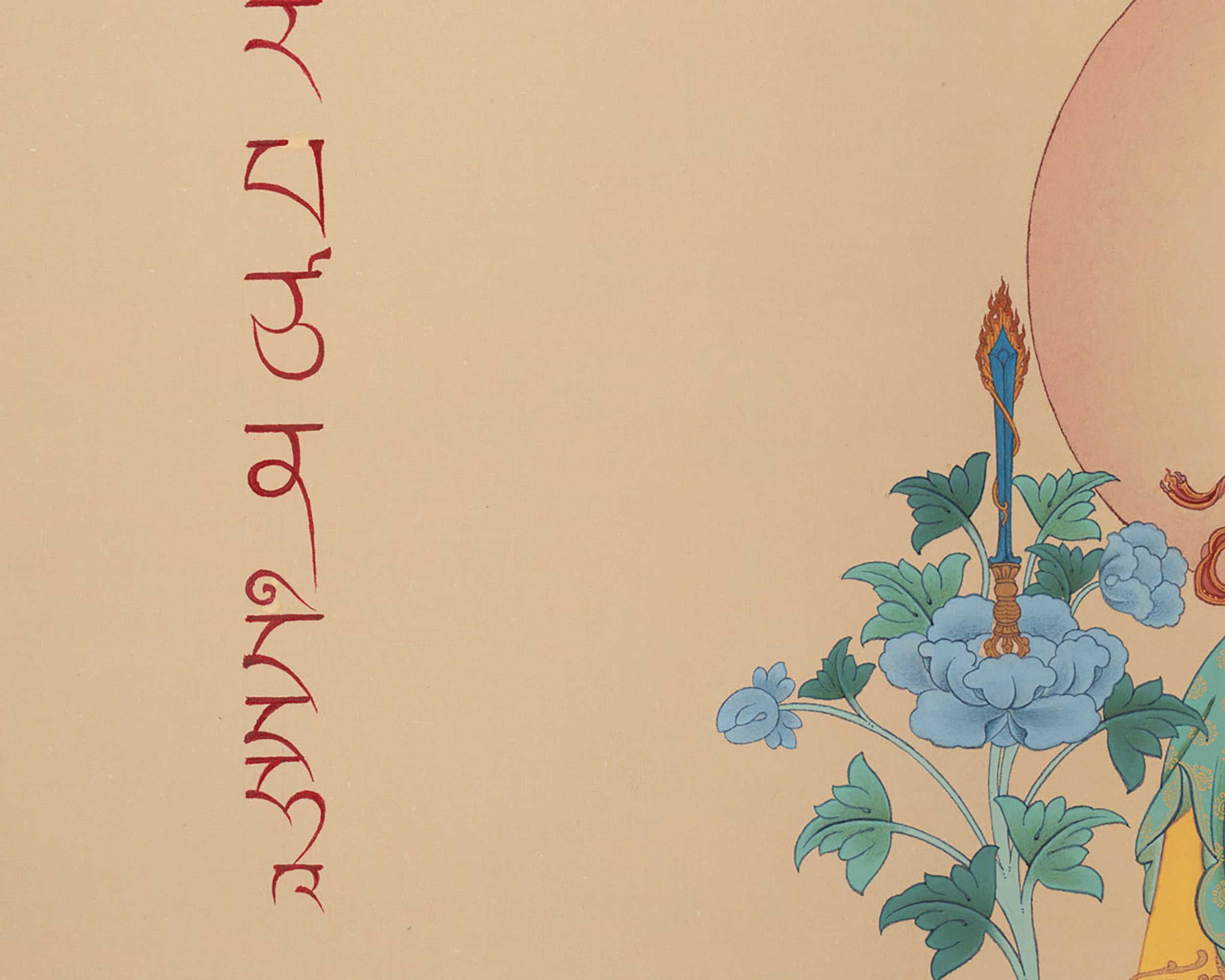 Captivating Manjushri Thangka Masterpiece for Meditation | Bodhisattva Canvas For Spiritual Practice