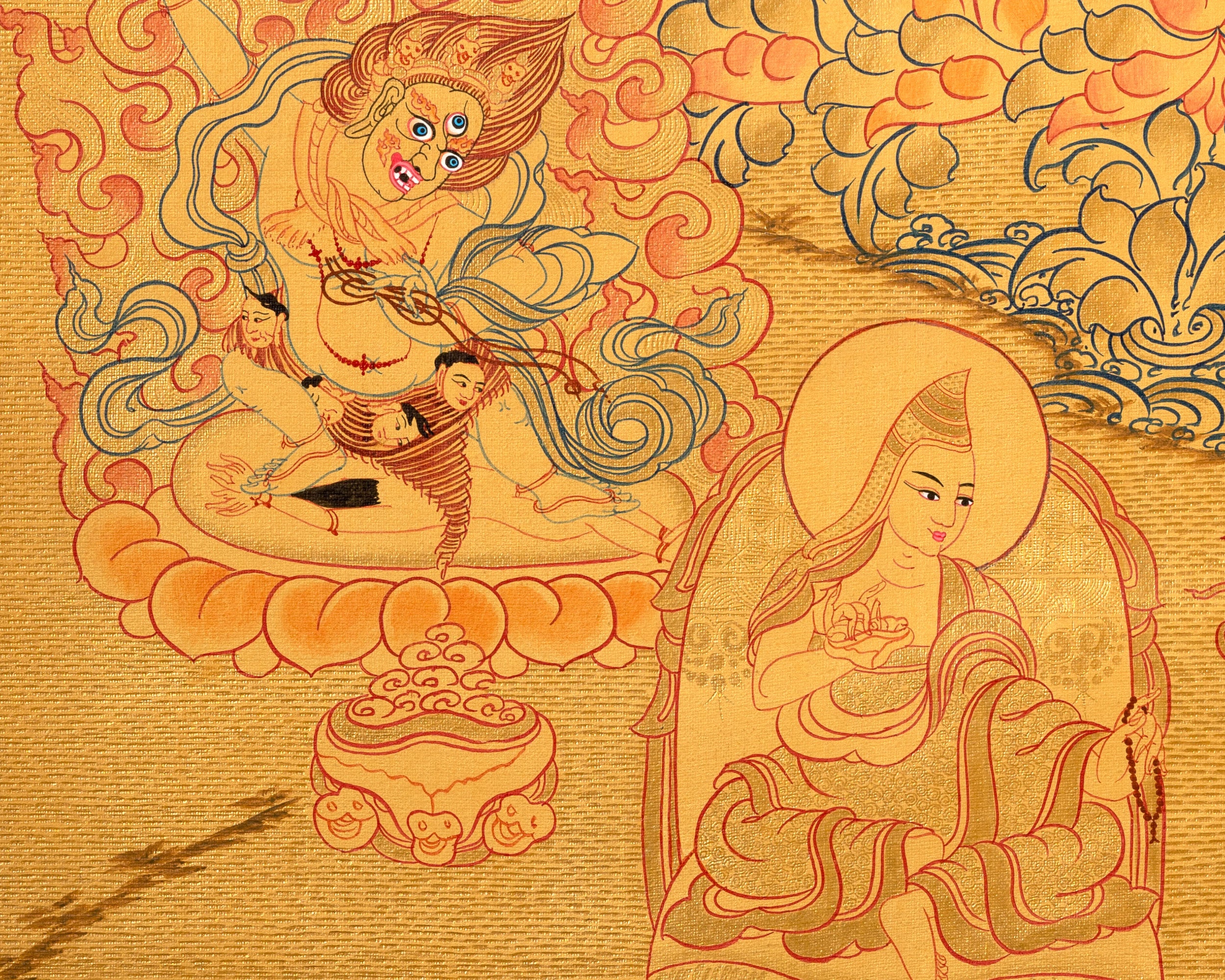 Guru Rinpoche Thangka | Hand Painted Buddhist Art | Wall Decors