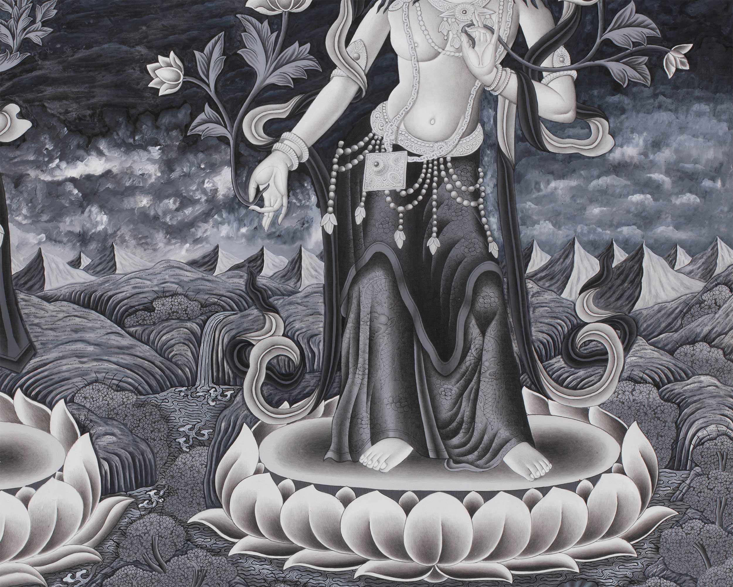 Newari-Style Manjushri with White Tara and Green Tara | Wisdom, Compassion and Swift Action