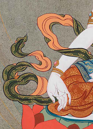 Graceful White Tara Thangka | Hand-Painted Traditional Tibetan Art | nvoking Divine Feminine Blessing