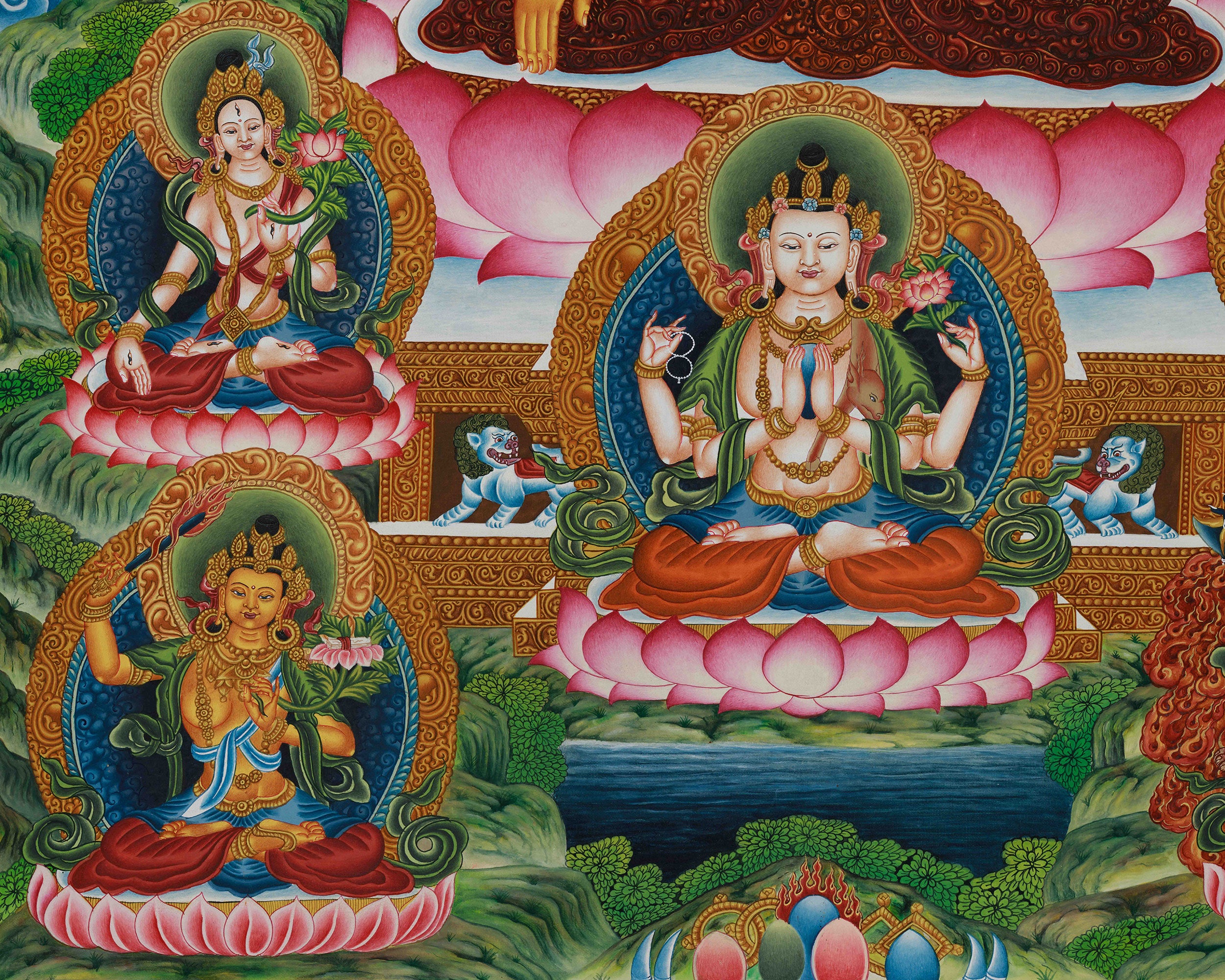 Gotama Buddha Thangka Print | Assembly of Enlightened Deities