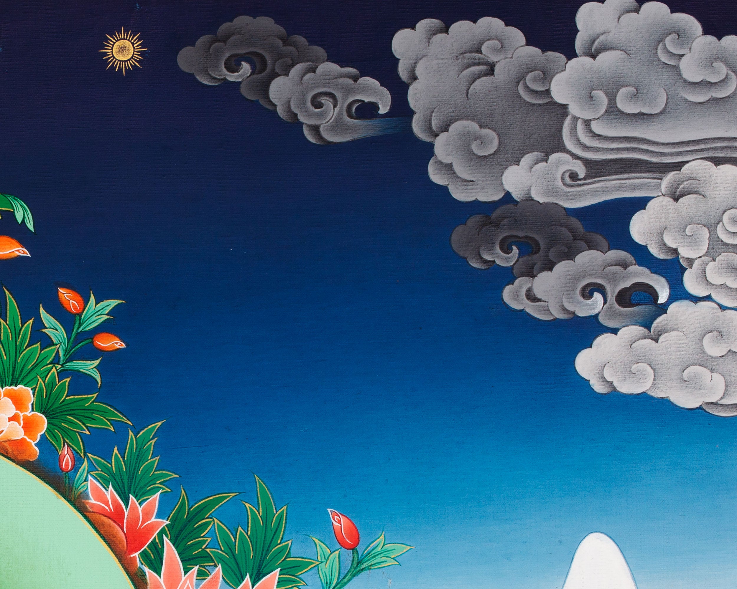Buddhist Deity Manjushri Thangka | Sacred Buddhist Art of Wisdom and Compassion