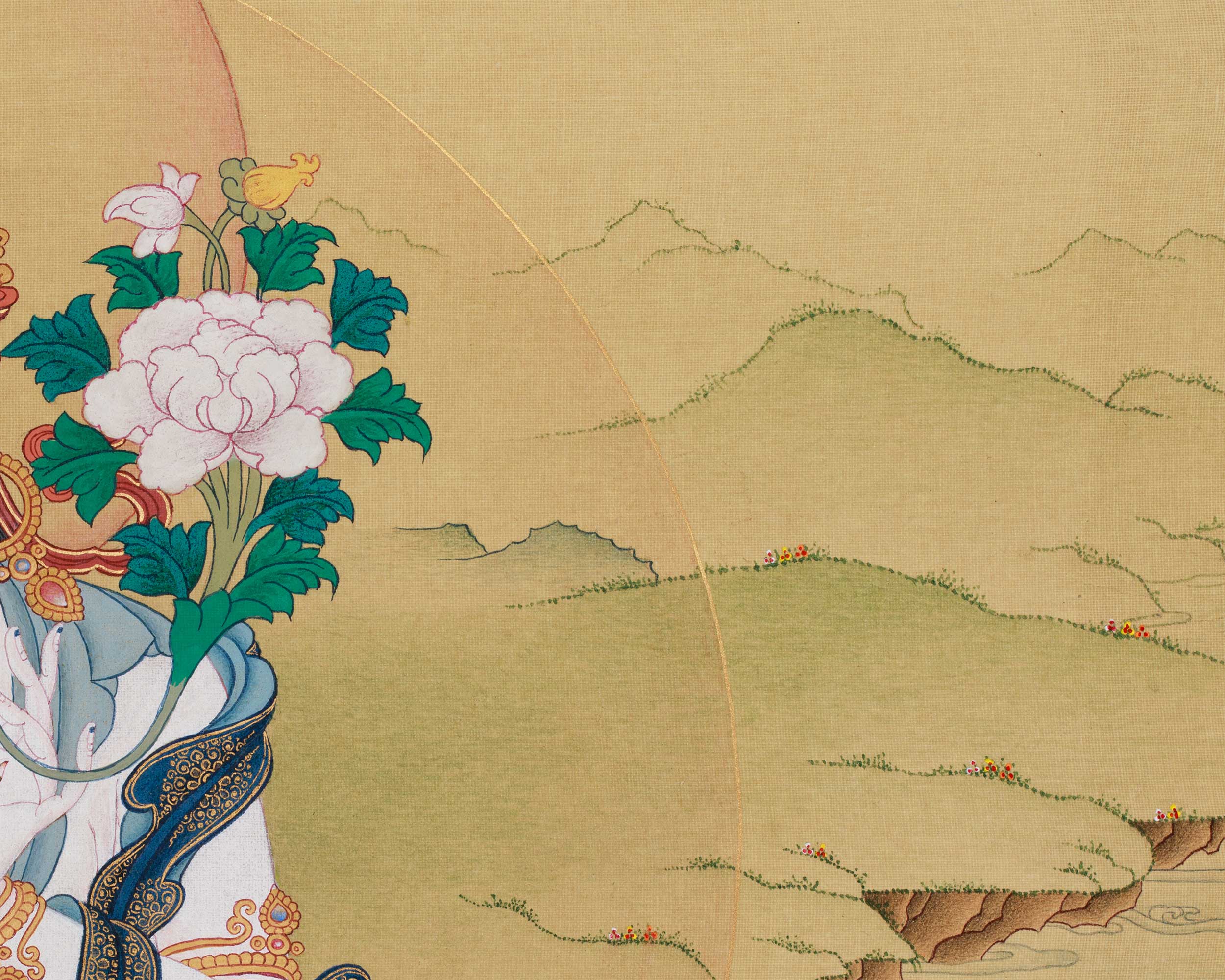Female Buddhist Goddess White Tara Thangka | Longevity, Healing & Compassion