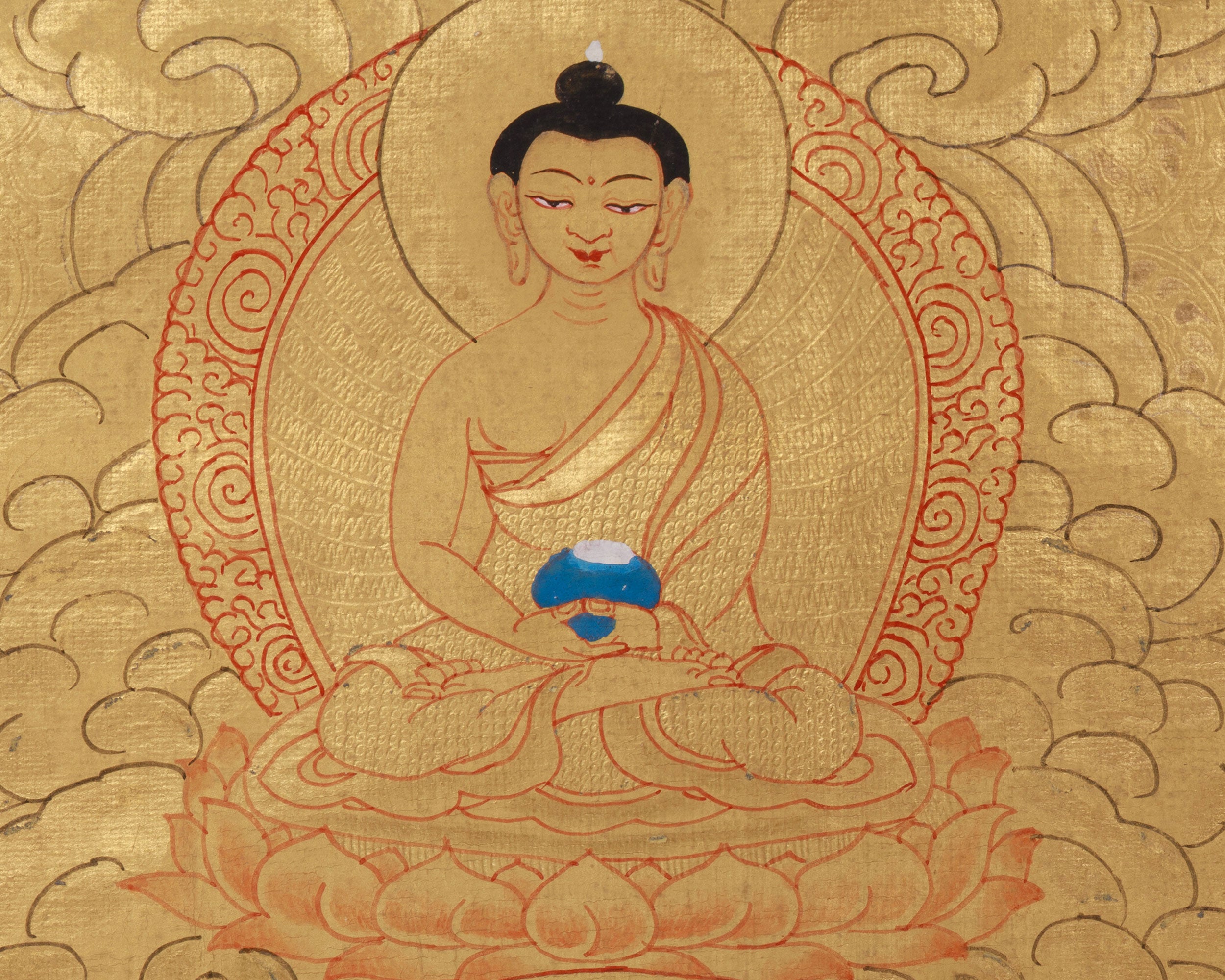 Traditional Thangka Of Four-Armed Chenrezig | With Buddha and Other Bodhisattvas