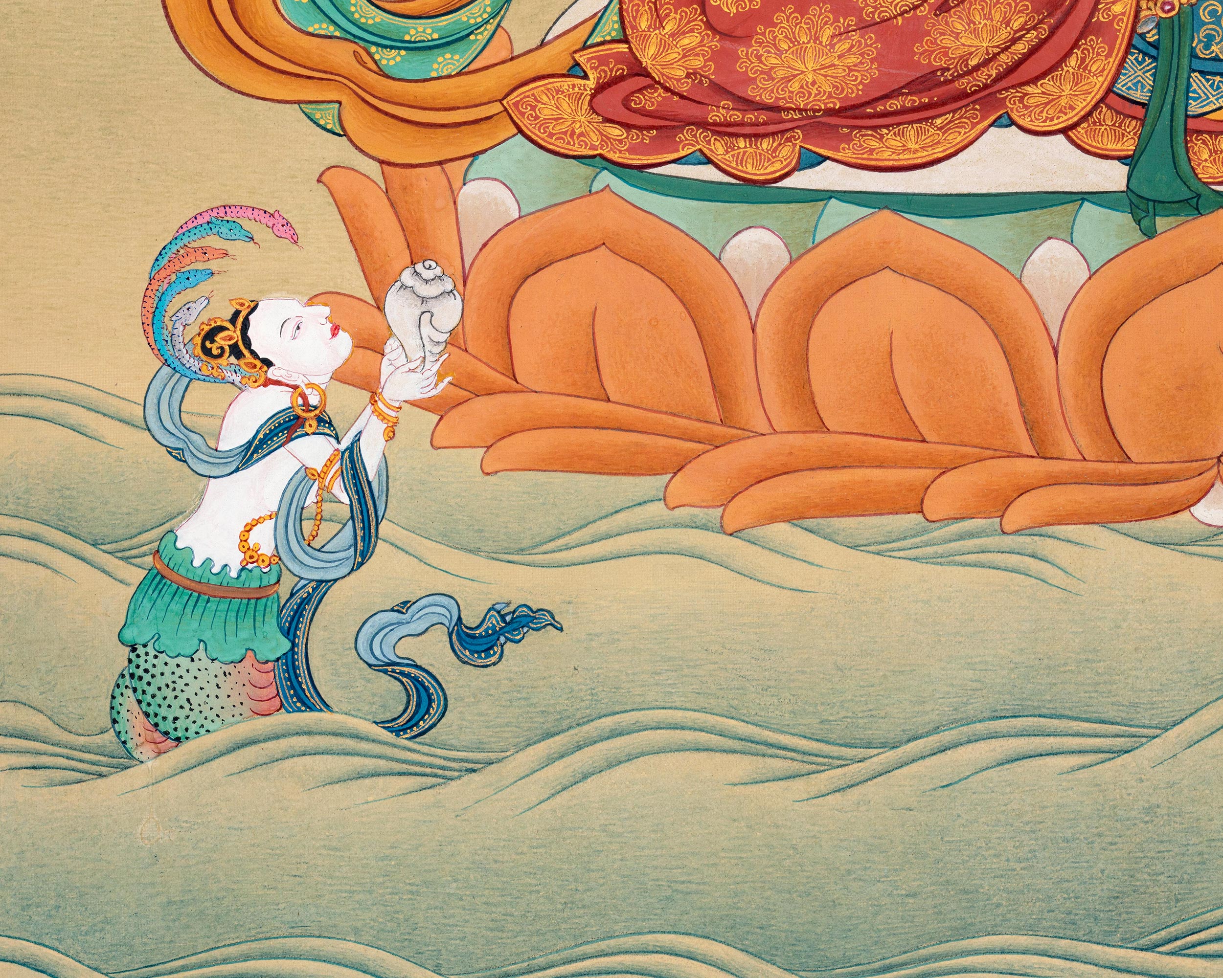 Buddha To Be, Manjushri Thangka | Bodhisattva Artwork for Home Decor | Vajrayana Buddhism