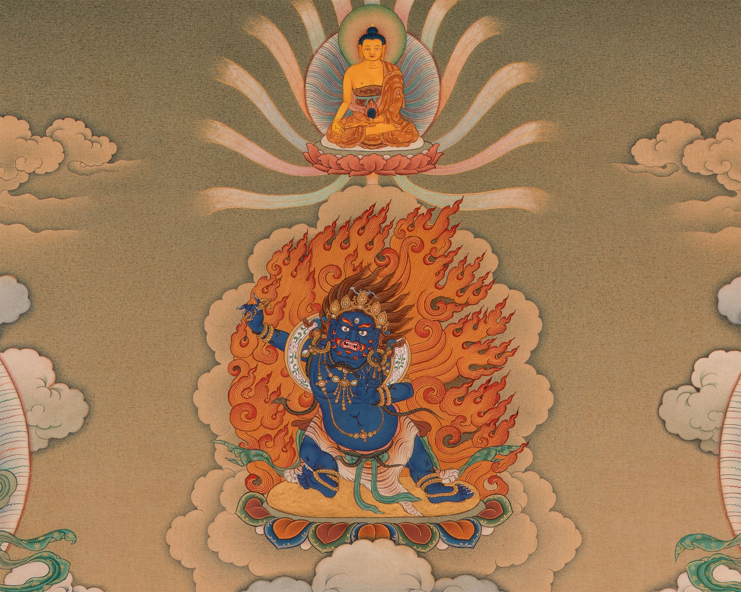 Dzambhala | The Buddha of Wealth Thangka Print | High Quality Giclee