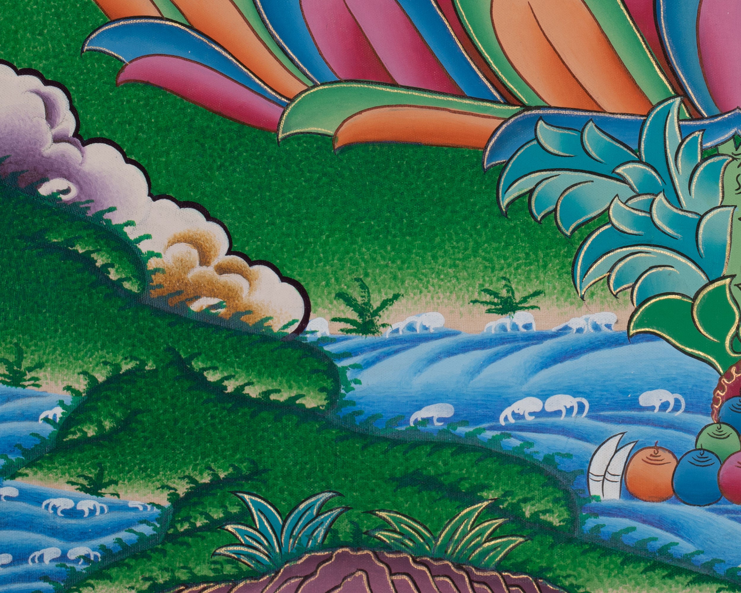 The White Tara Buddha Thangka Painting | Divine Feminine Energy | Meditation Decor