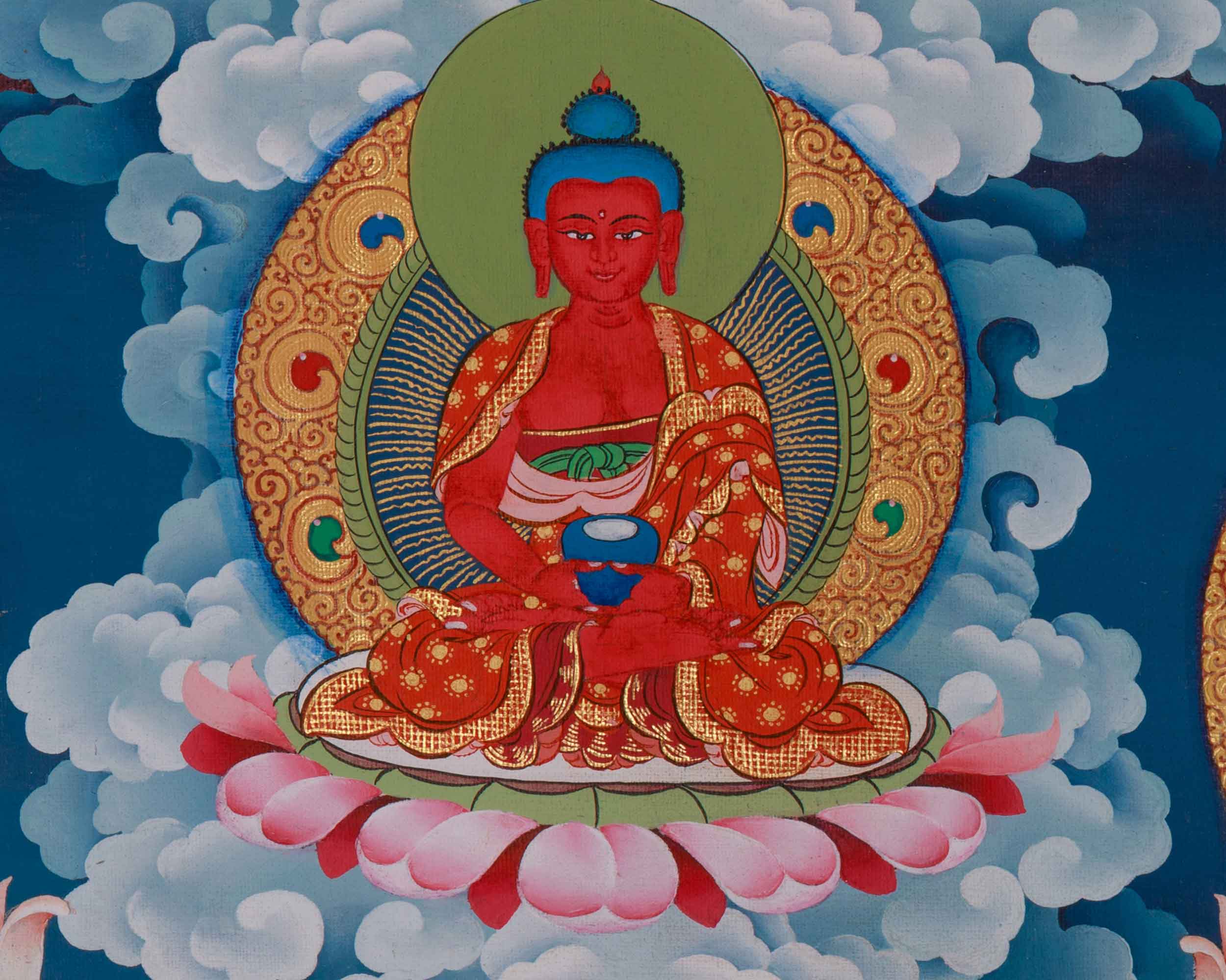 Green Tara Divine Thangka | Five Dhyani Buddhas, Saraswati, and Dukar