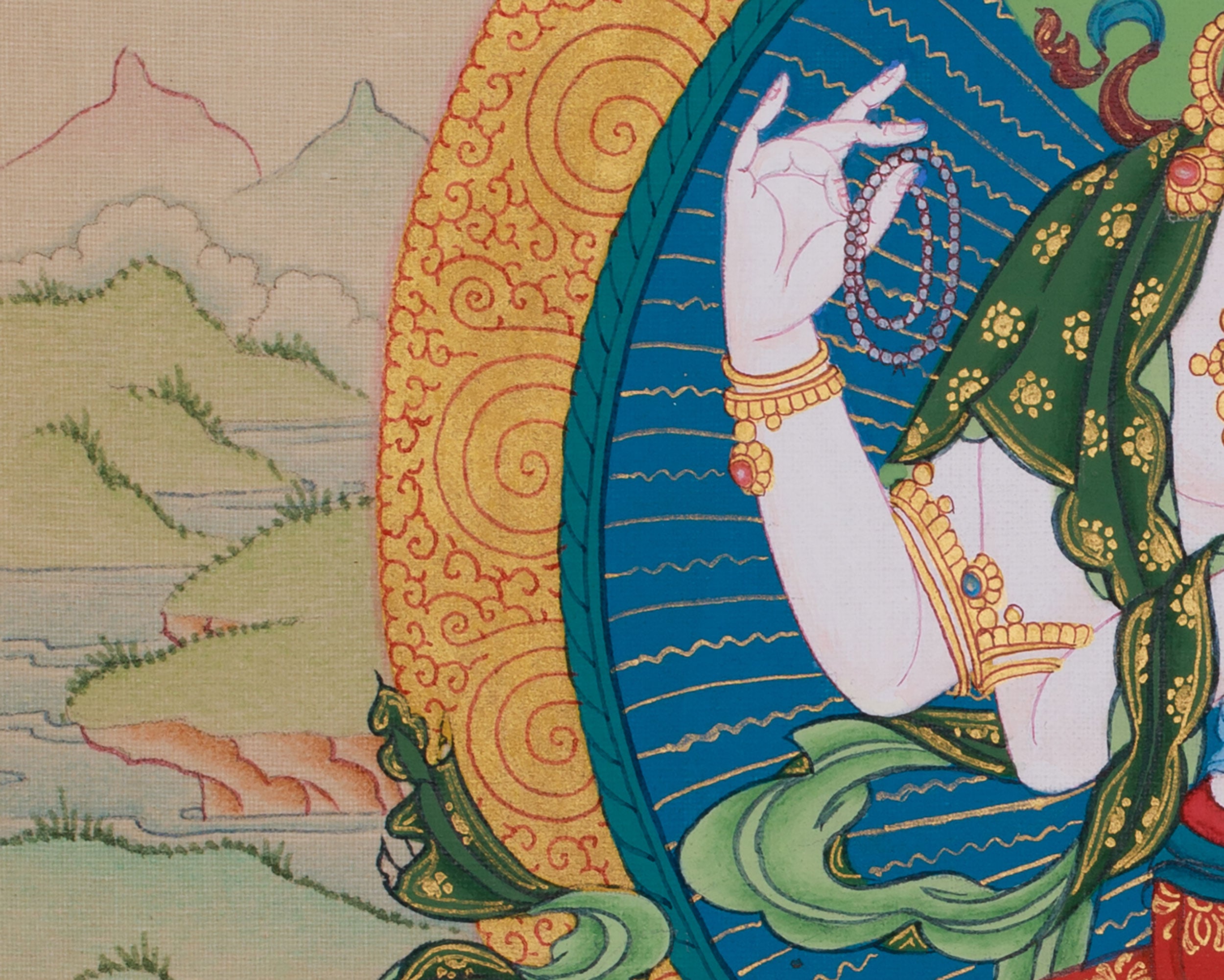 Sacred Four-Arms Avalokiteshvara Artwork | Bodhisattva of Compassion and Protection