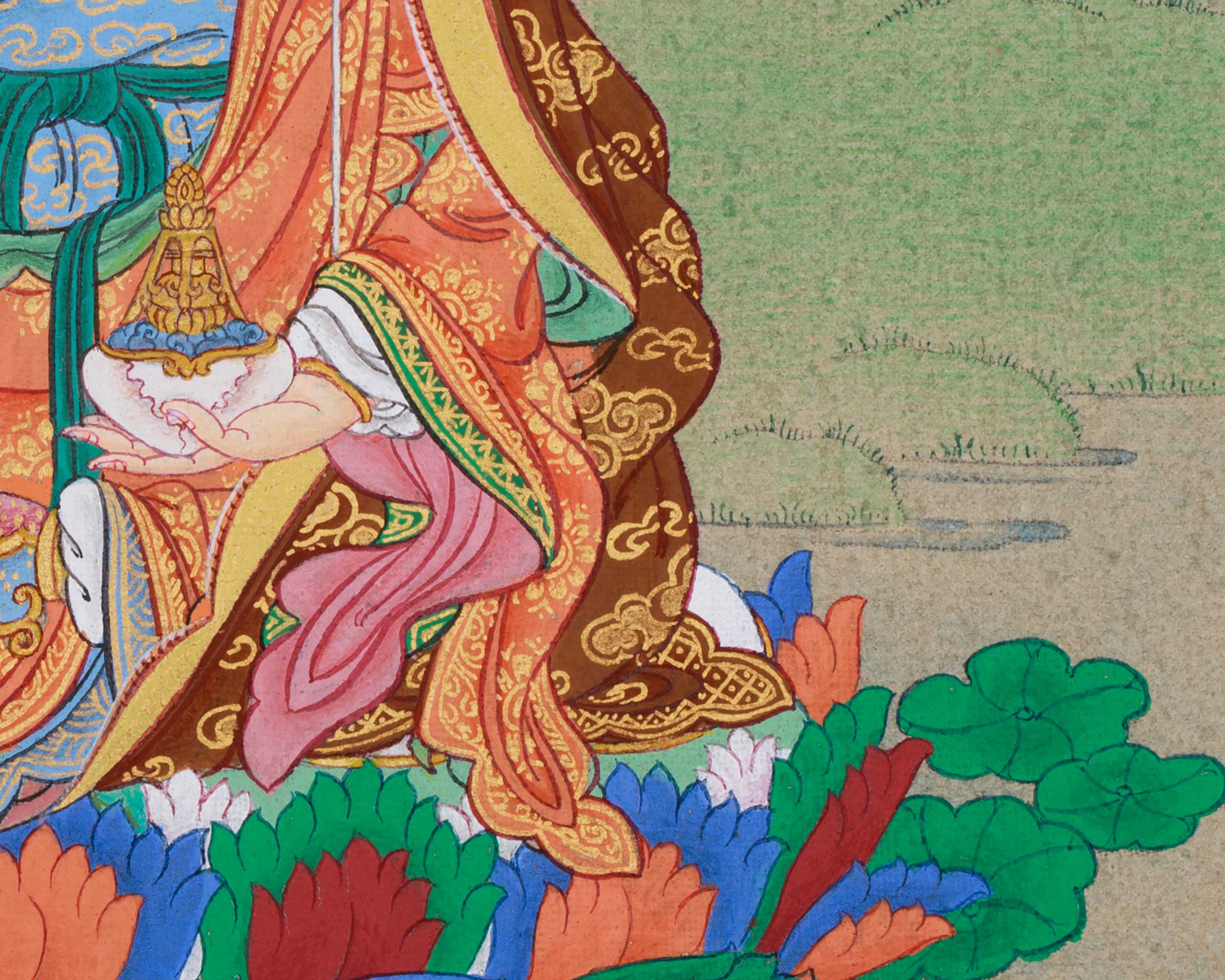 Handmade Guru Padmasambhava Thangka | The Lotus-Born Master of Enlightenment
