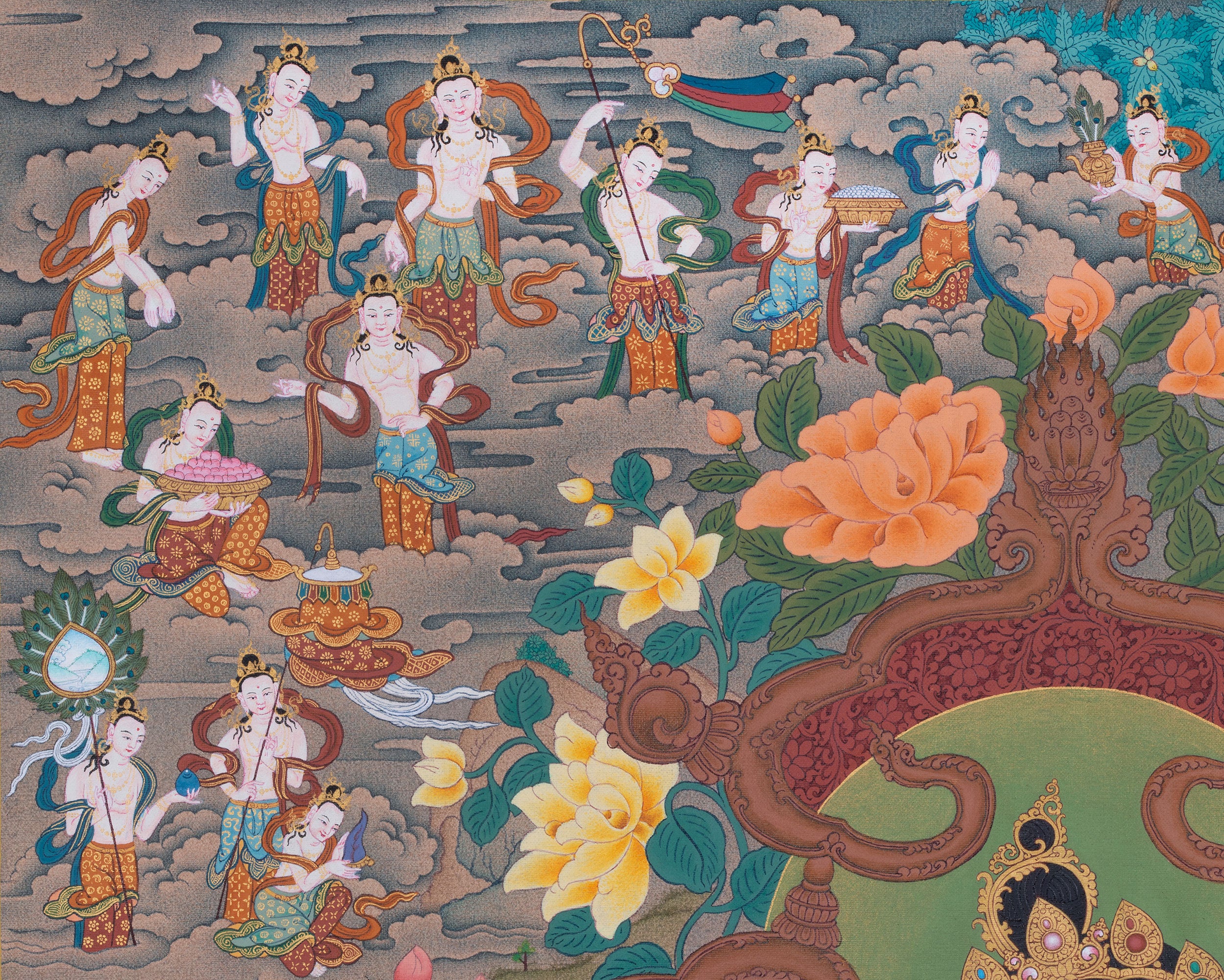 Jambala, Dzambhala Thangka Painting, Tibetan Thangka Print