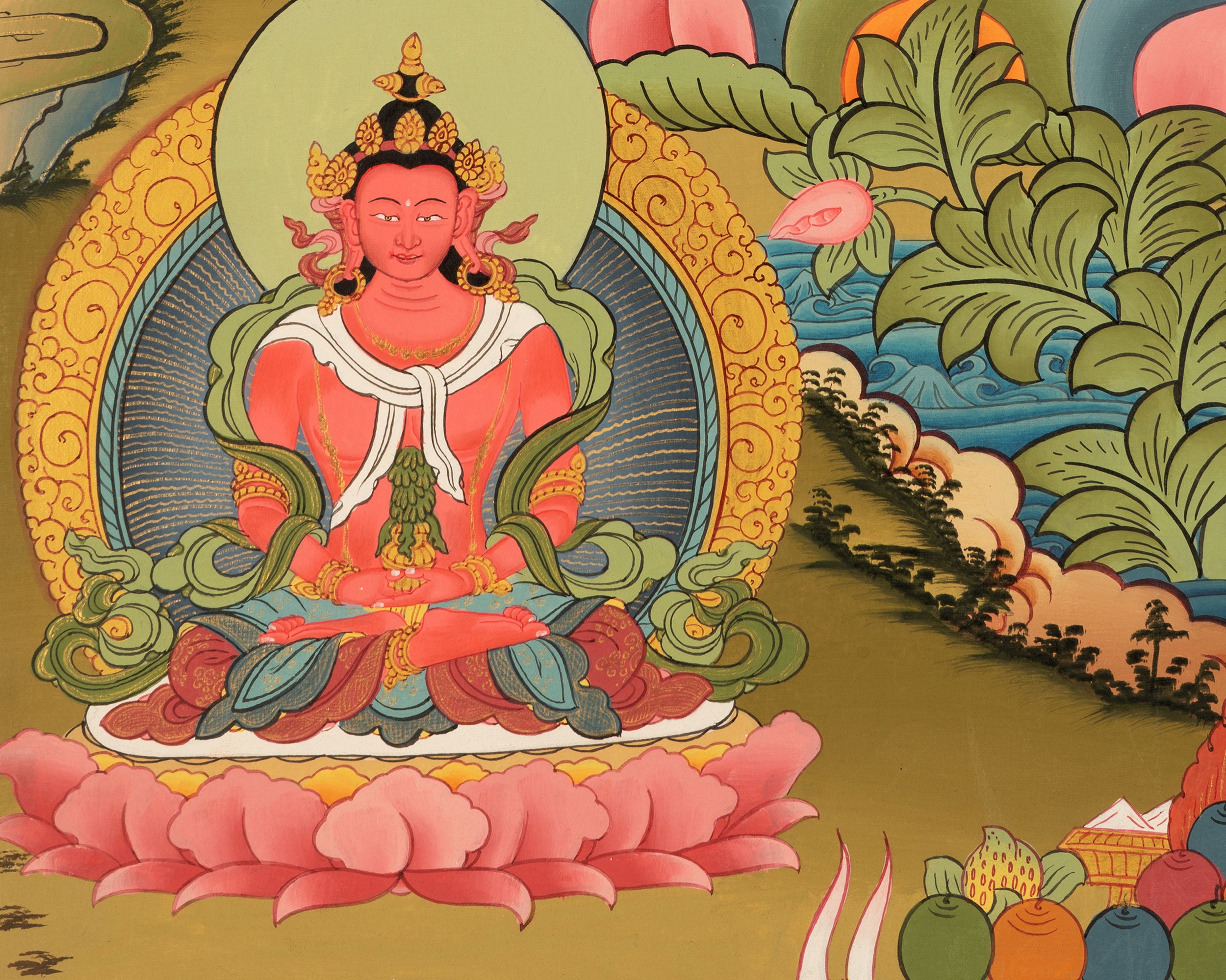 Hand-Painted White Tara Thangka | Buddhist Female Bodhisattva Art