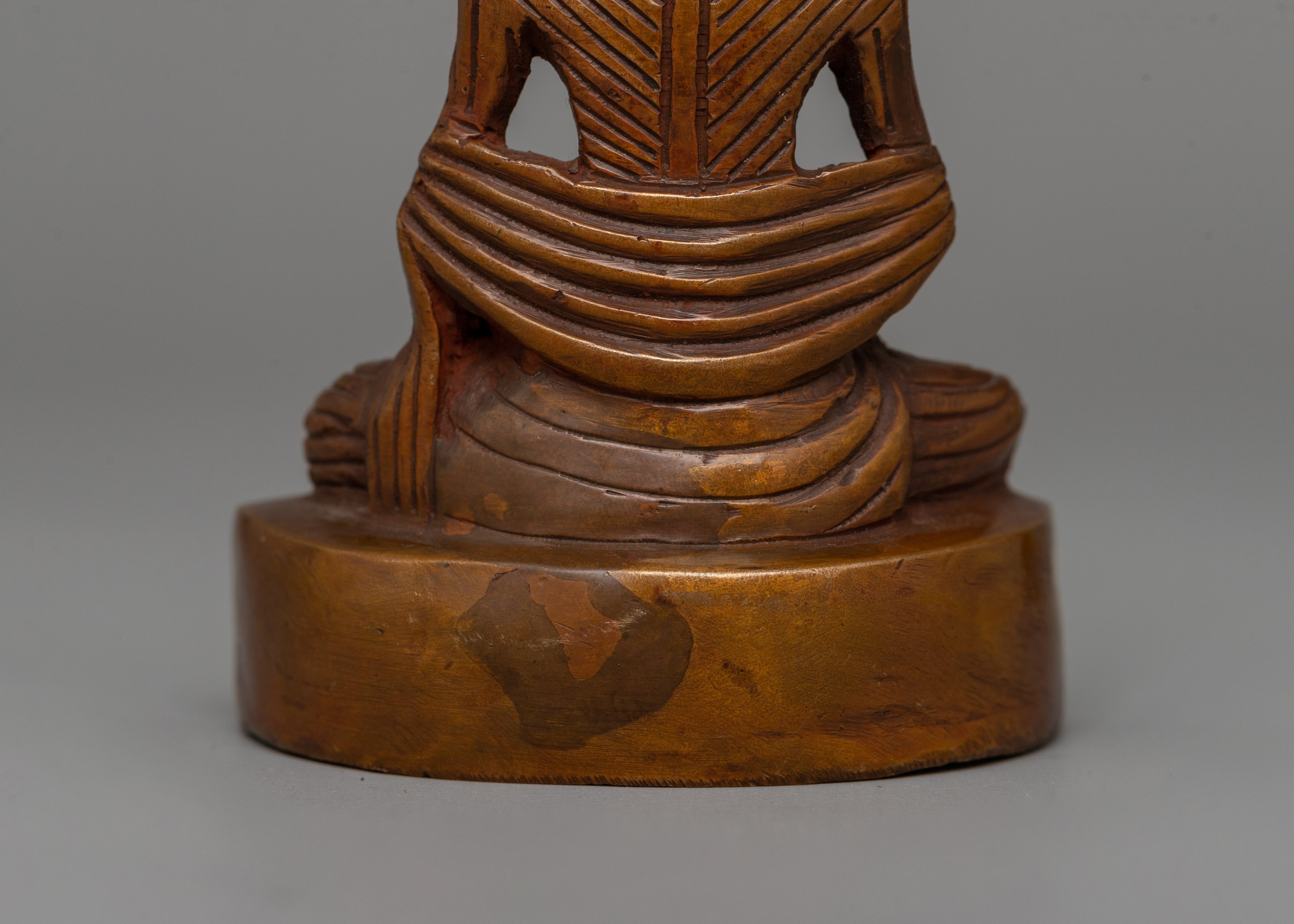 Oxidized Copper Fasting Buddha Statue | Dhyani Buddha Figurine for Spiritual Spaces