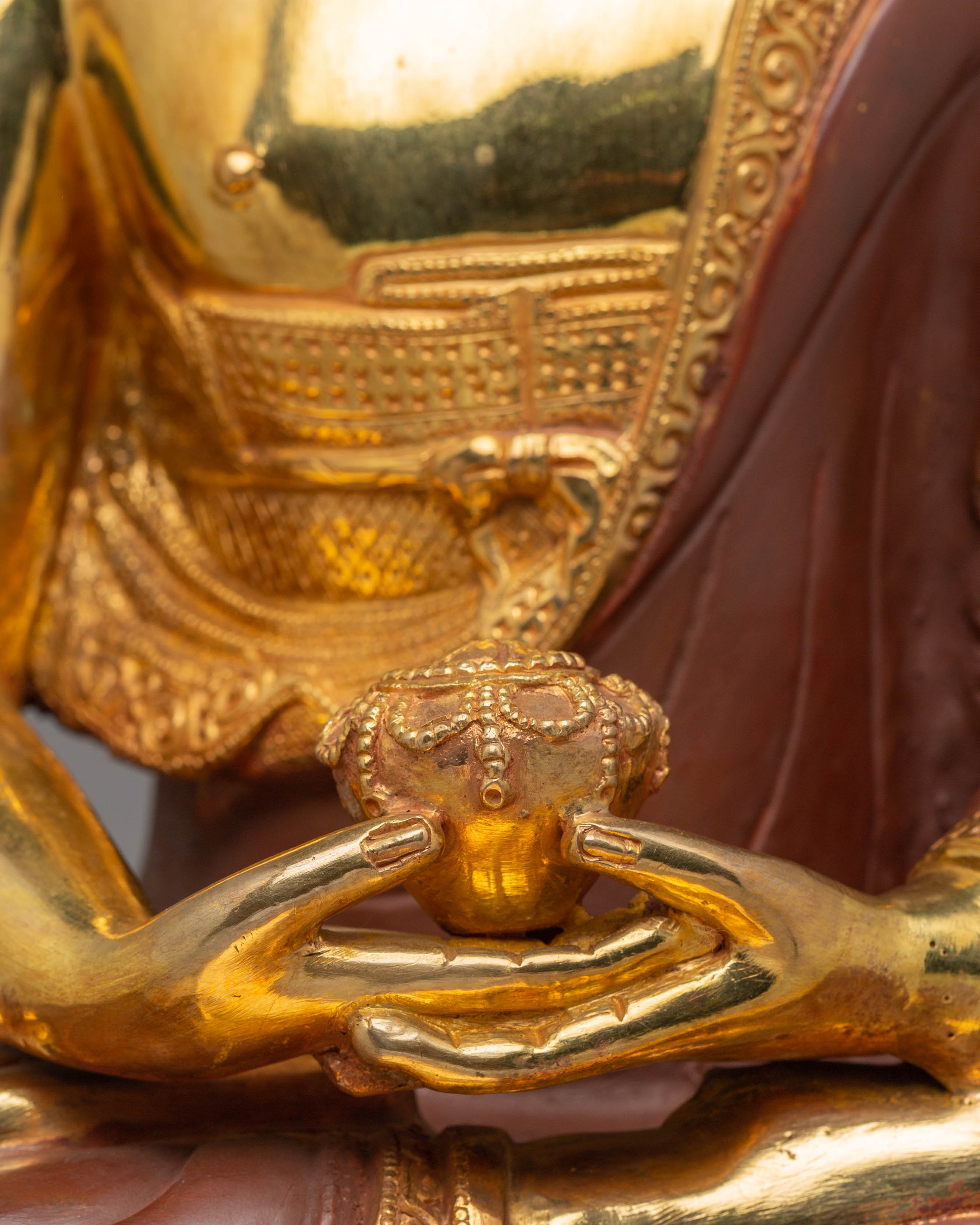 Himalayan Statue of Amitabha Buddha | Electro Gold-Plated Copper with Acrylic Color