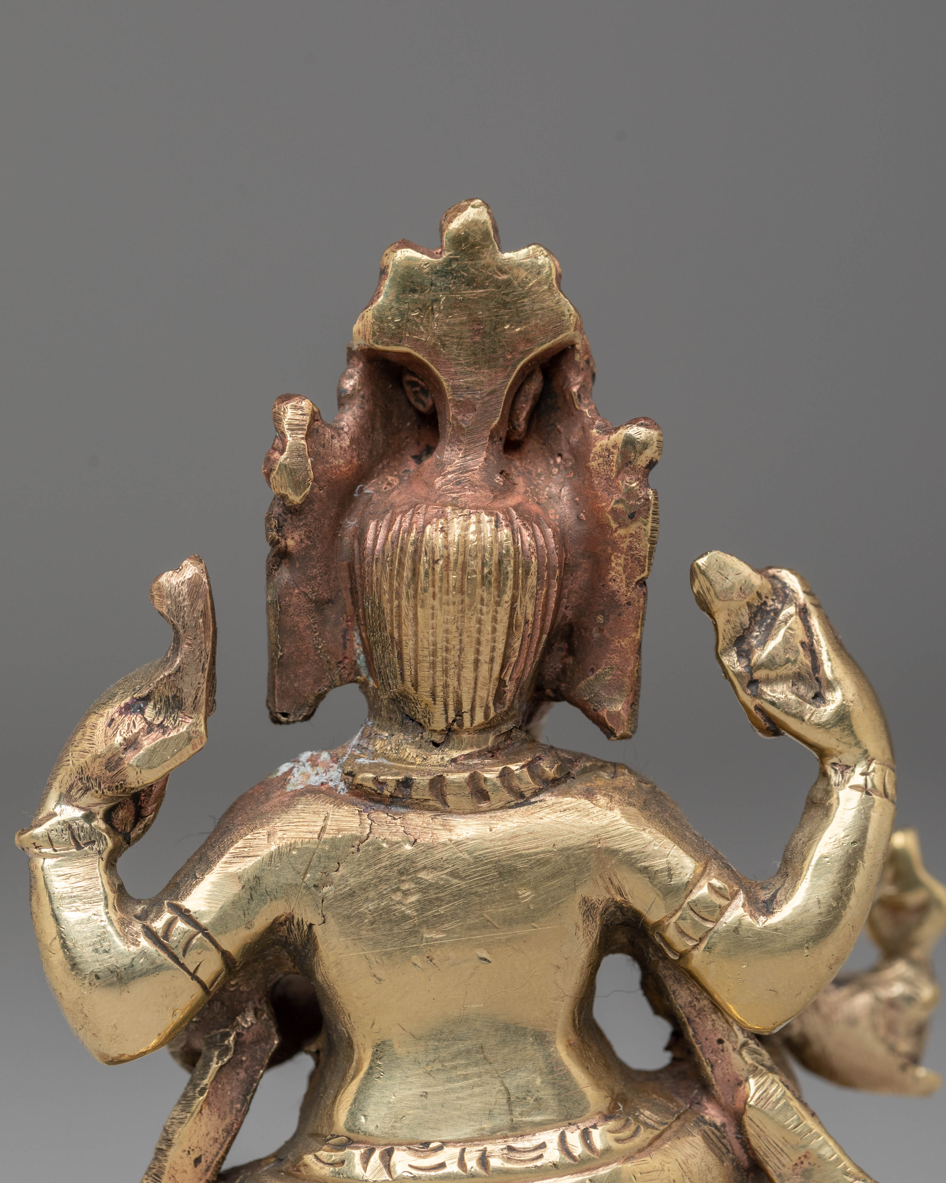 Handcrafted Ganesh Statue for Rituals | Copper Body Ganesha Figurine