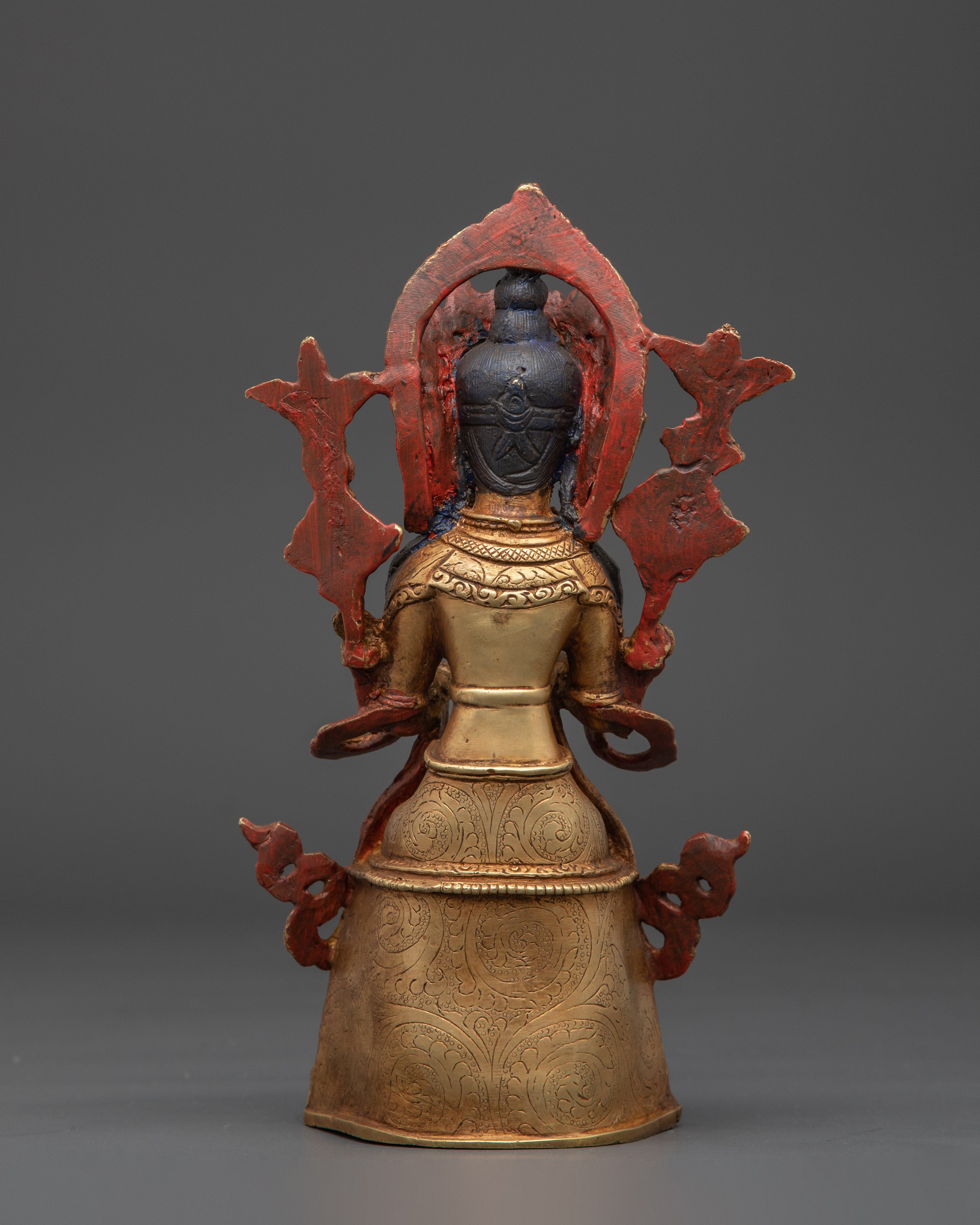 Future Buddha Maitreya Statue | Gold Plated Copper Sculpture with Crystal & Turquoise
