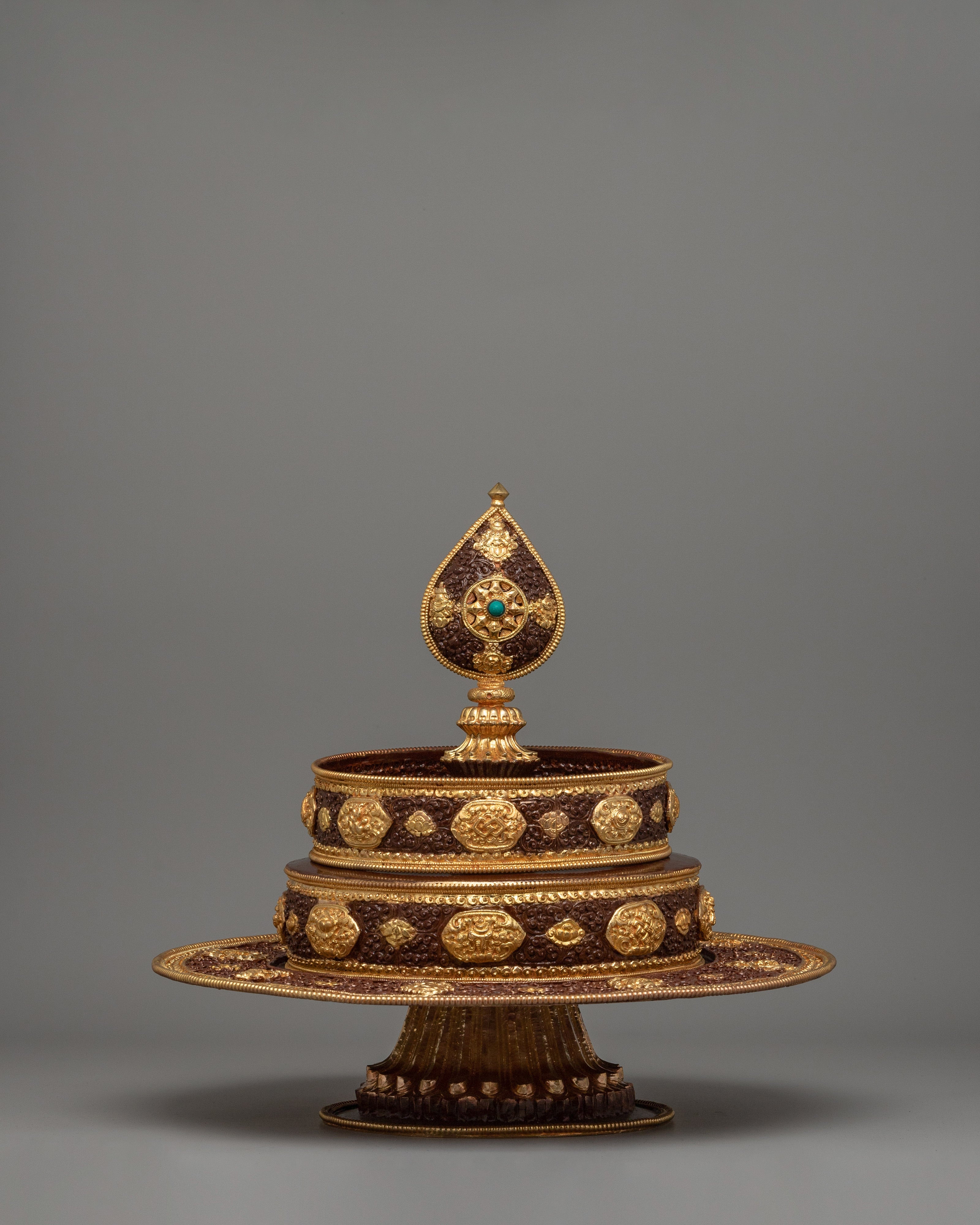 Tibetan Gold-Plated Ritual Mandala Set | Sacred Buddhist Mandala for Ritual Offerings