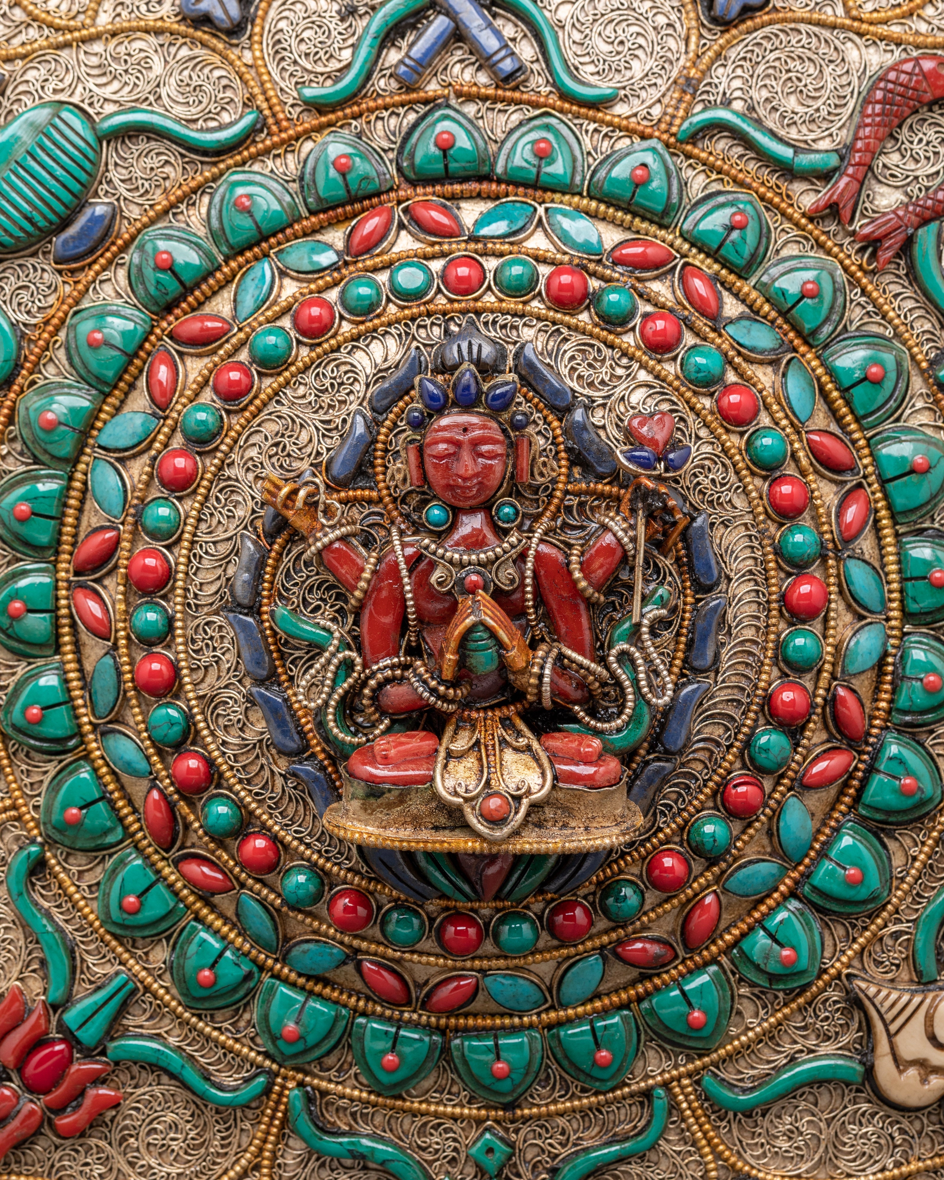 Handmade Chenrezig Buddhist Wall Hanging | Sacred Copper Wall Art