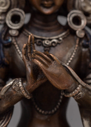 Oxidized Copper Maitreya Buddha of Future | 15cm Home Decor Statue
