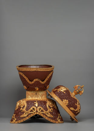 Ritual Bowl Kapala Set | Gold Plating for Sacred Ceremonies