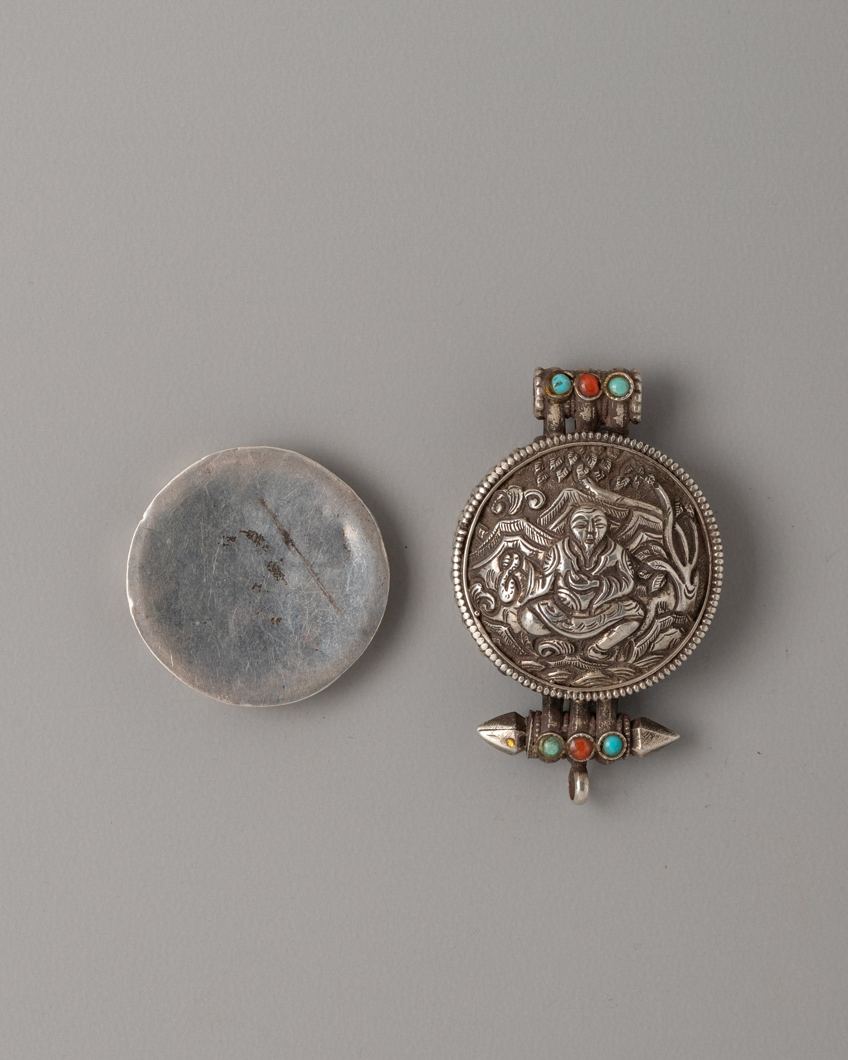 Tibetan Silver Guru Pendant | Sacred Tibetan Jewelry