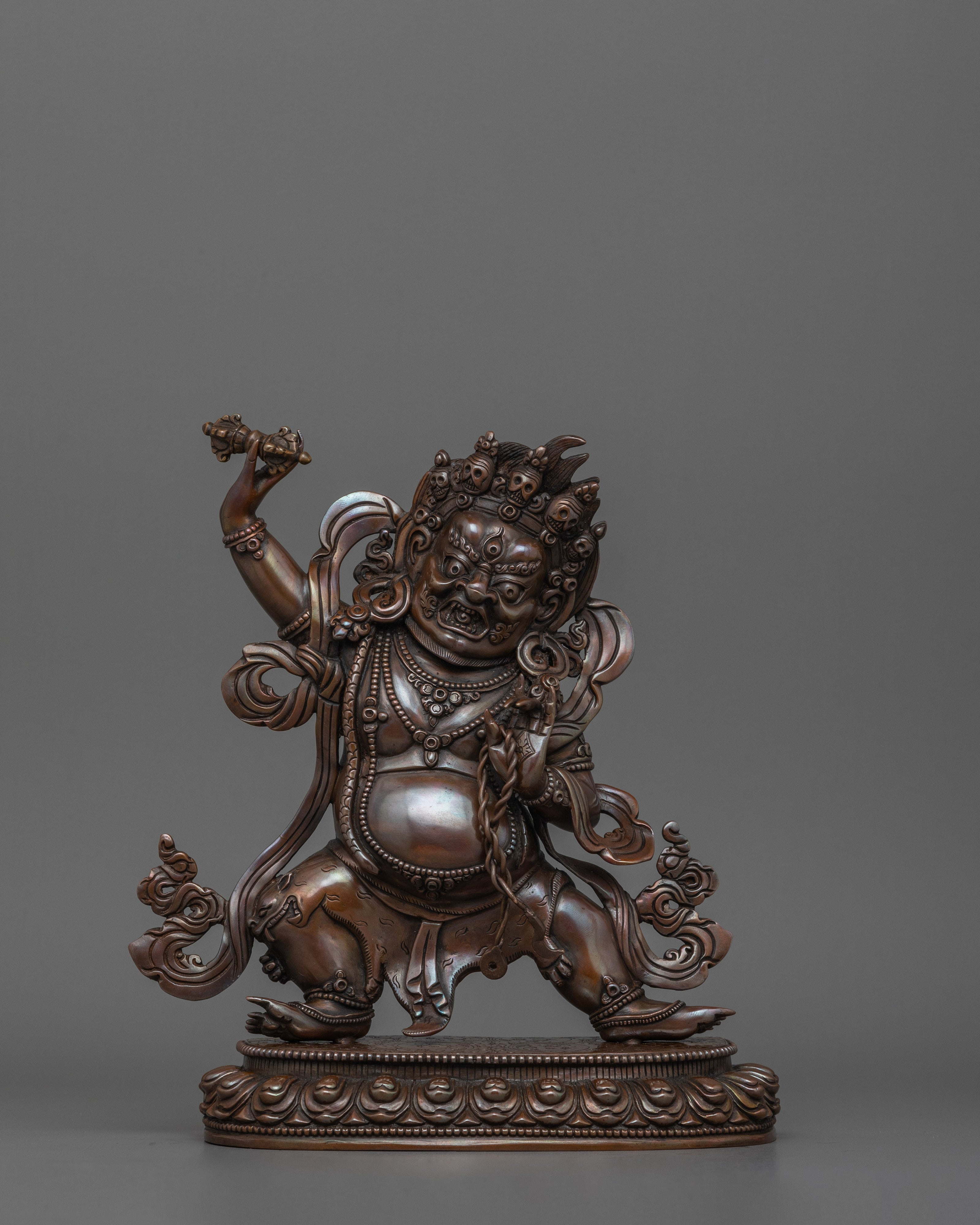 Vajrapani Handcrafted Oxidized Copper Sculpture  | Symbol of Protection and Strength
