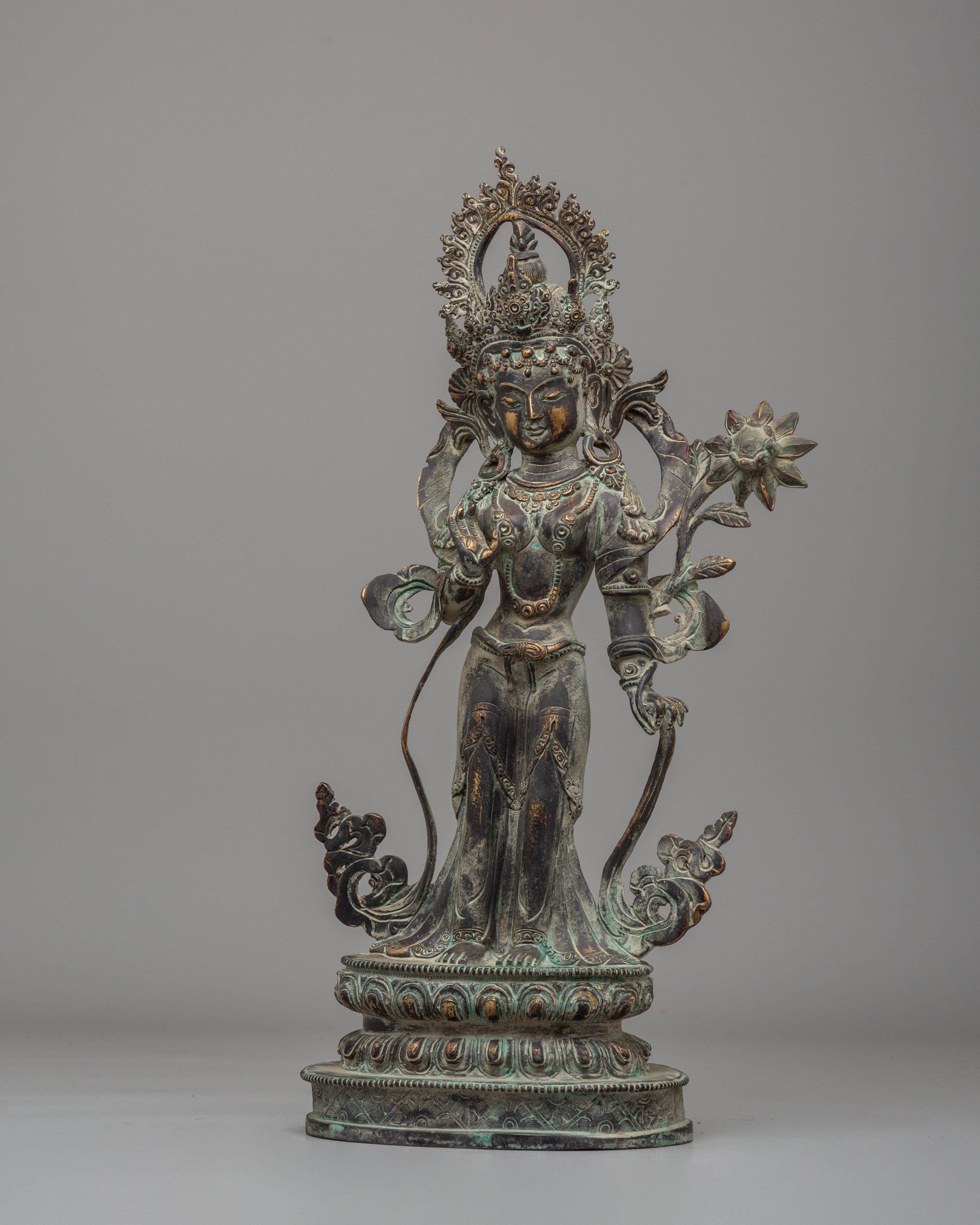 Standing Green Tara Figurine | Traditional Himalayan Art
