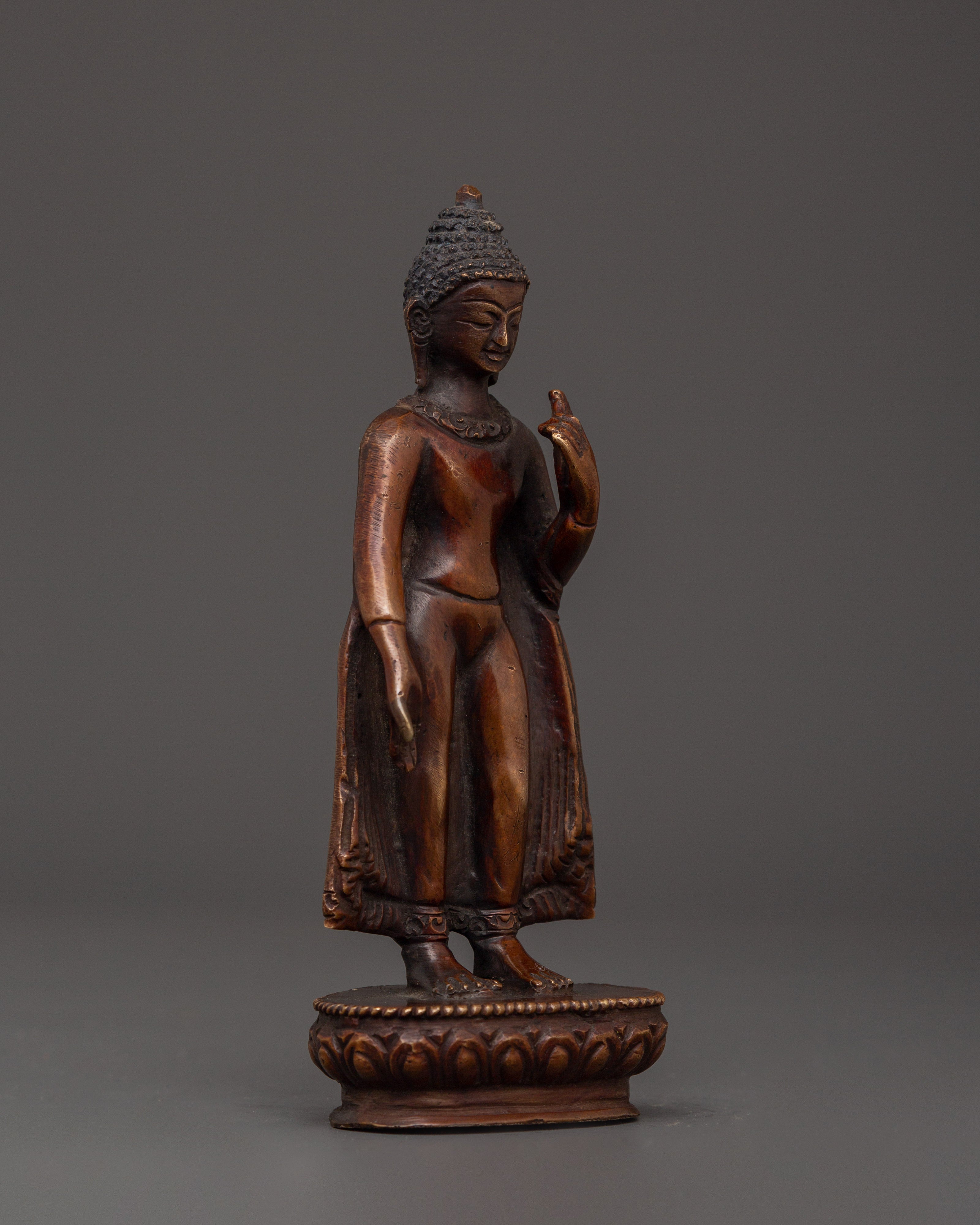 Oxidized Copper Dipankara Buddha statue |  Buddhist Enlightenment Deity