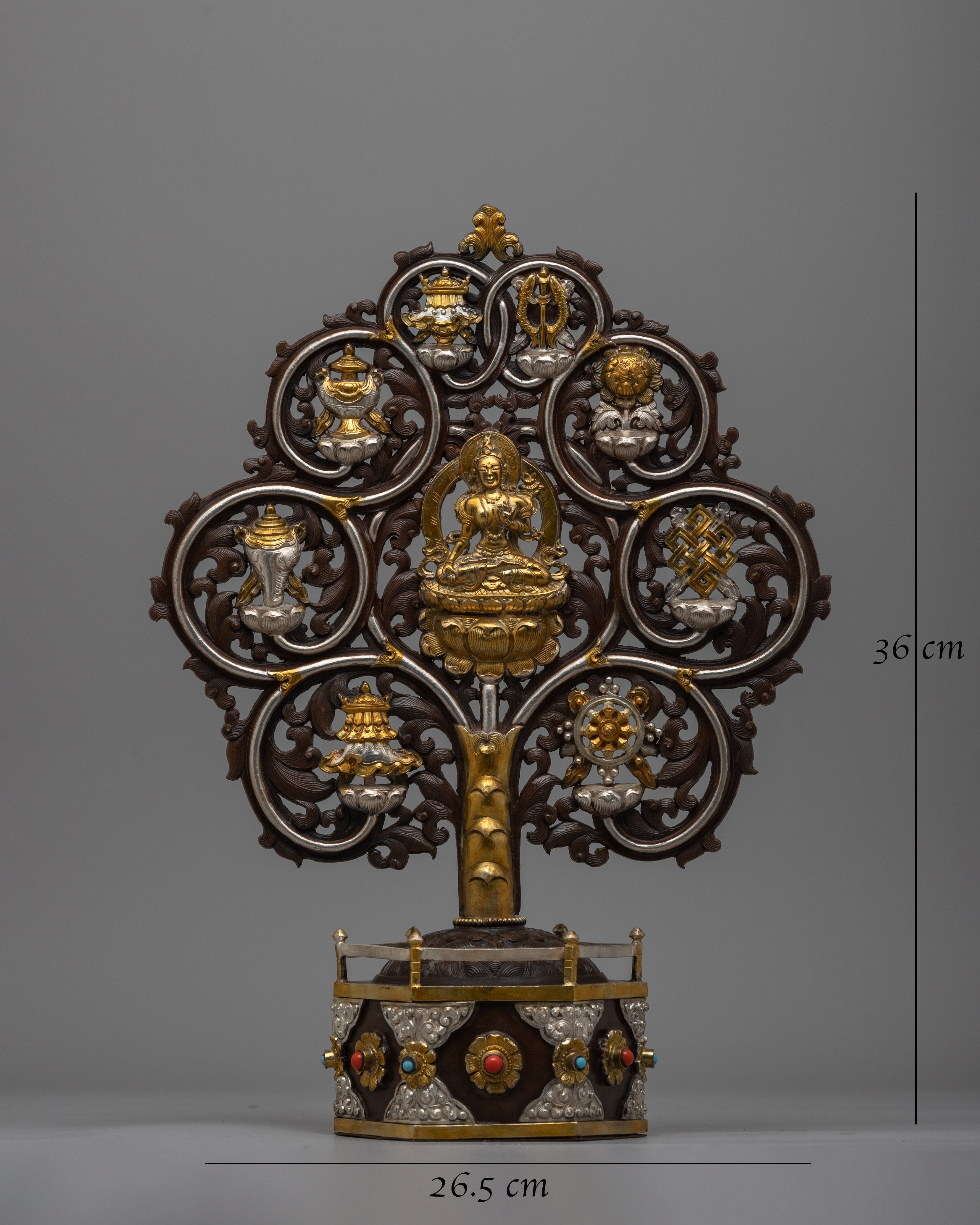 White Tara with Eight Auspicious Symbols | Spiritual Artwork for Peace and Blessings