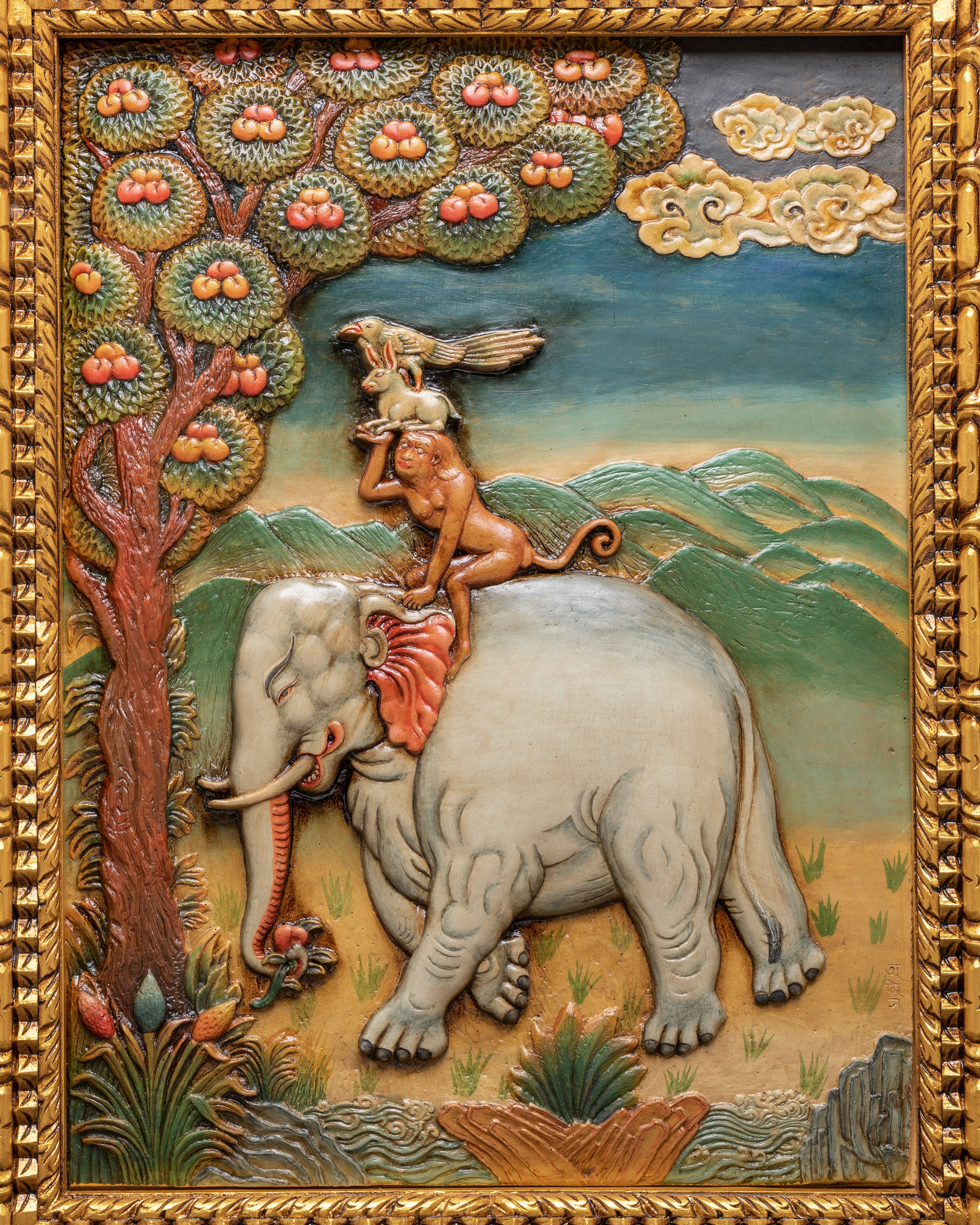 Handcrafted Elephant Design Wall Hanging | Unique Wooden Frame