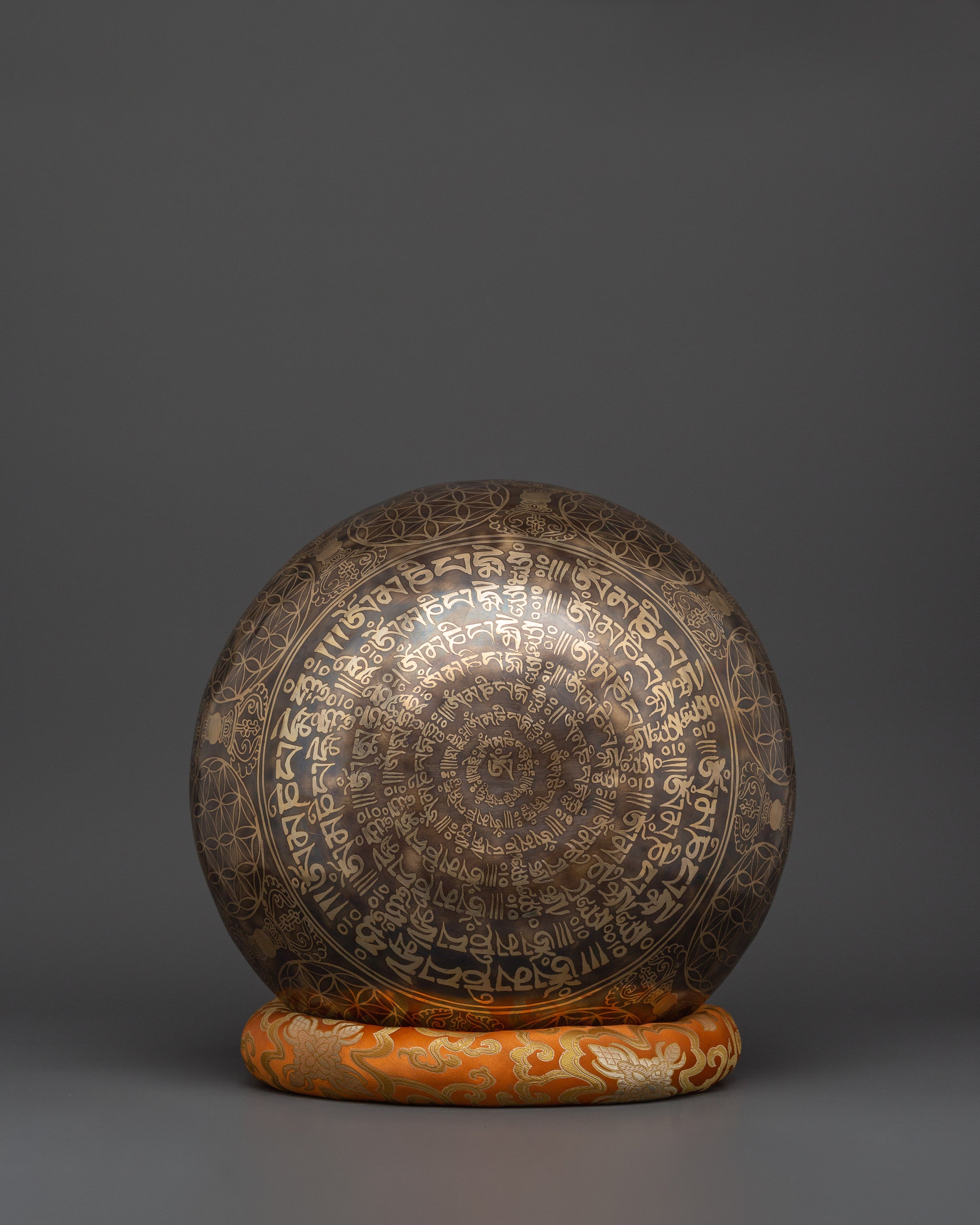 Handcrafted Brass Tibetan Singing Bowl | Sacred Flower of Life Design