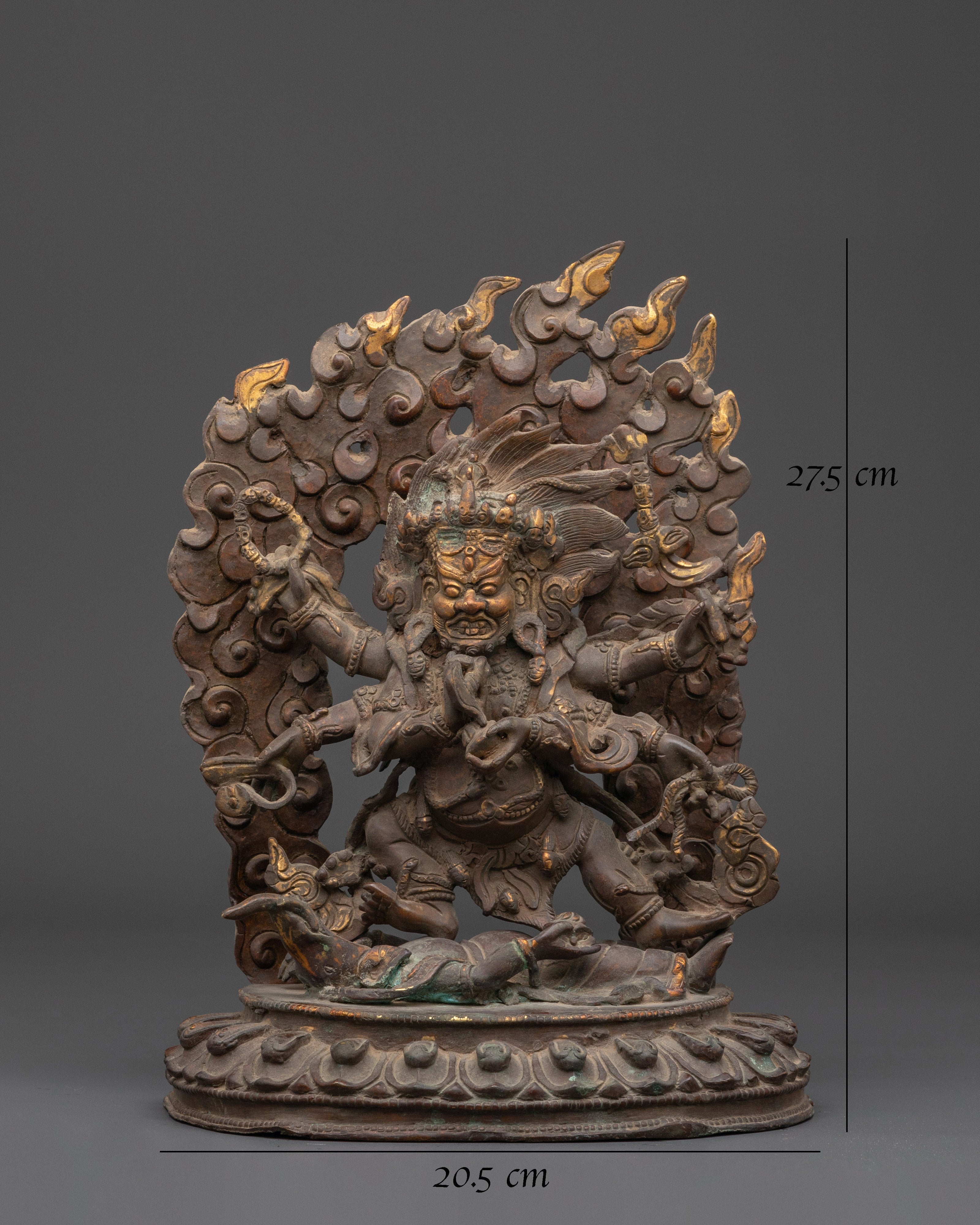 Handmade Six-Armed Mahakala Statue | Copper Body Statue