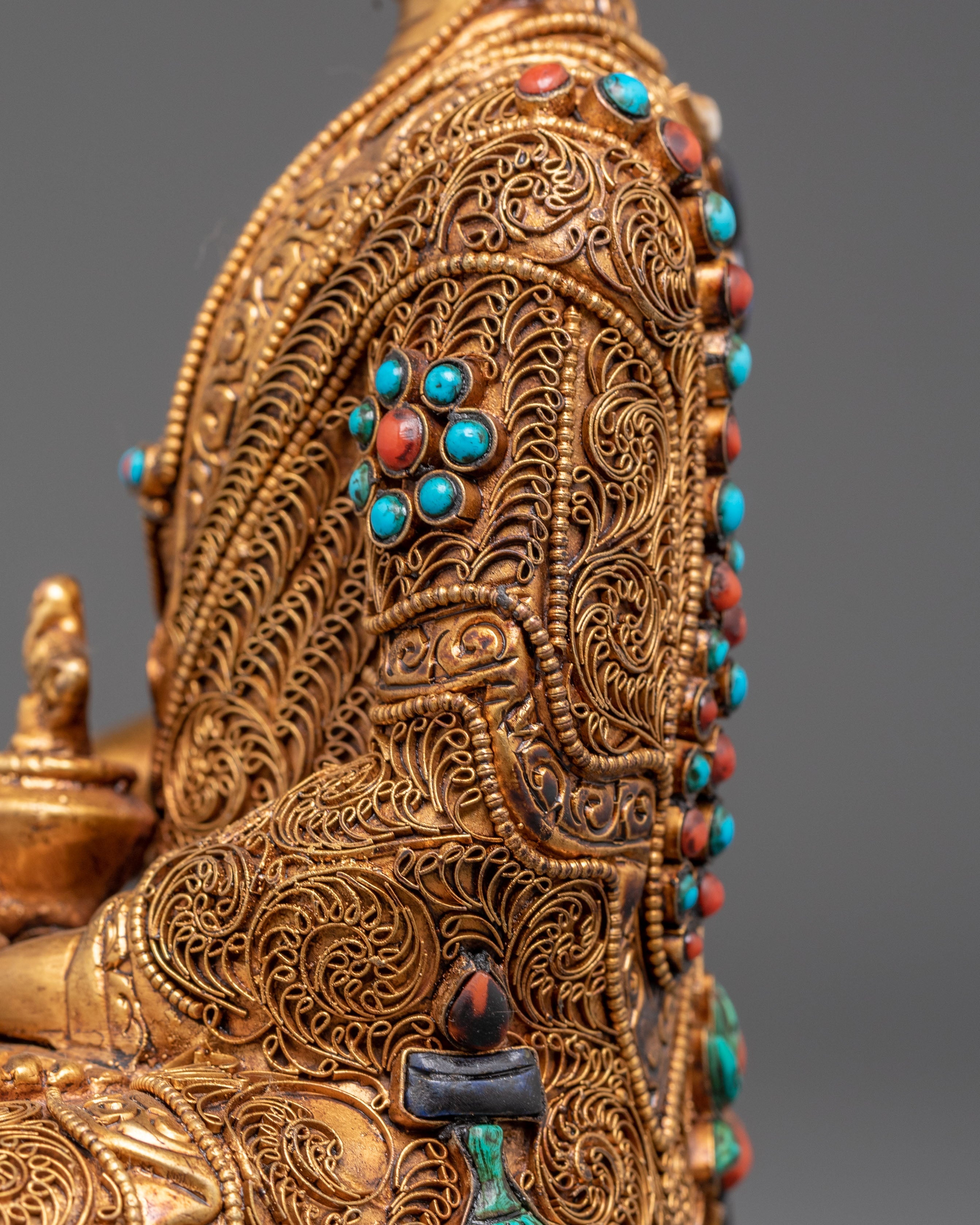 Spiritual Healing Buddha Bhaiṣajyaguru Statue | Gold Plated Copper Sculpture