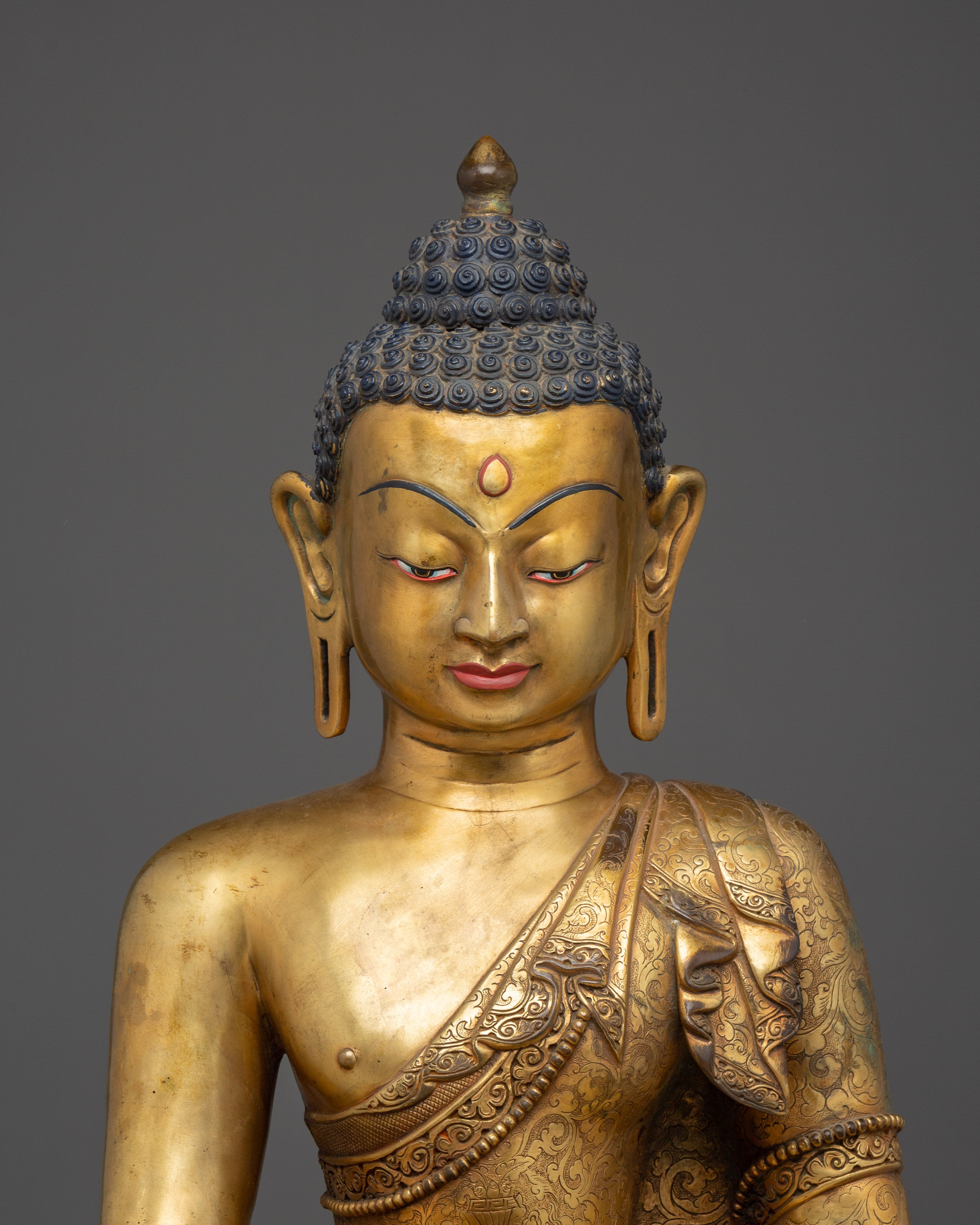Copper Gold Plated Shakyamuni Buddha | Statue for Meditation, Spiritual Growth