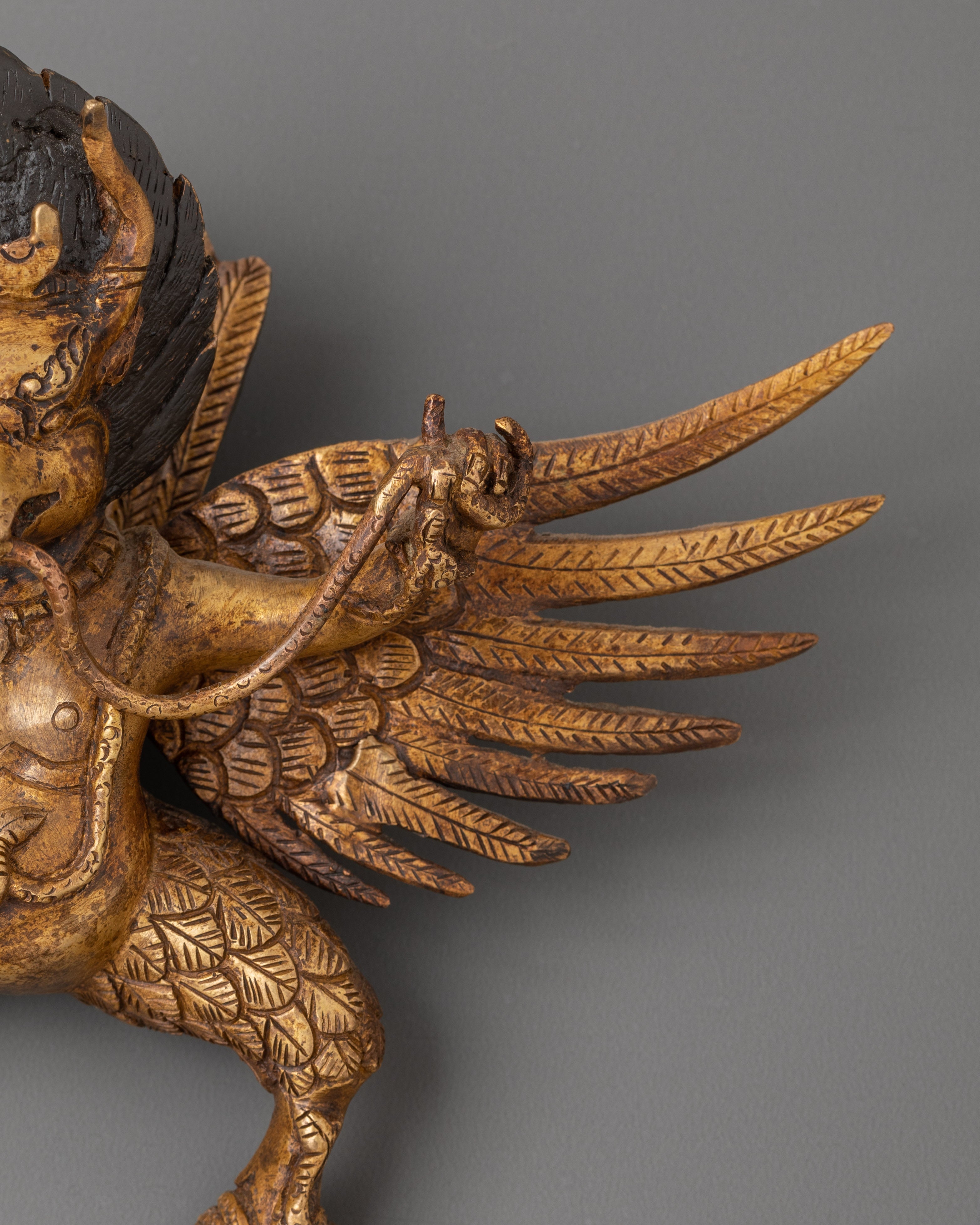 Sacred Garuda Decorative Wall Art | Gold-Plated Hindu Mythological Sculpture