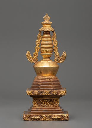 Copper and Gold-Plated Stupa | A Sacred Tibetan Buddhist Relic