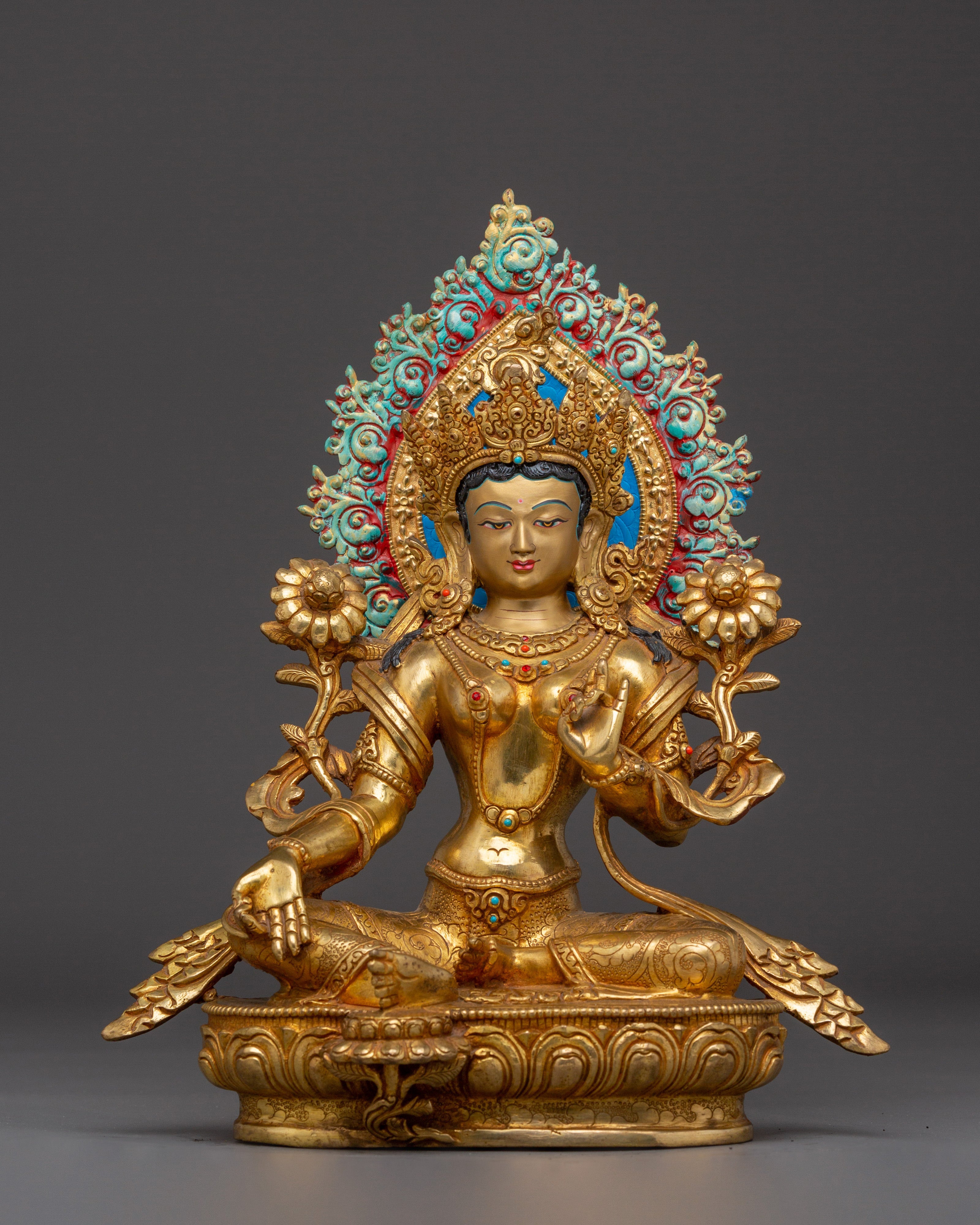 Serene Green Tara Handmade Statue