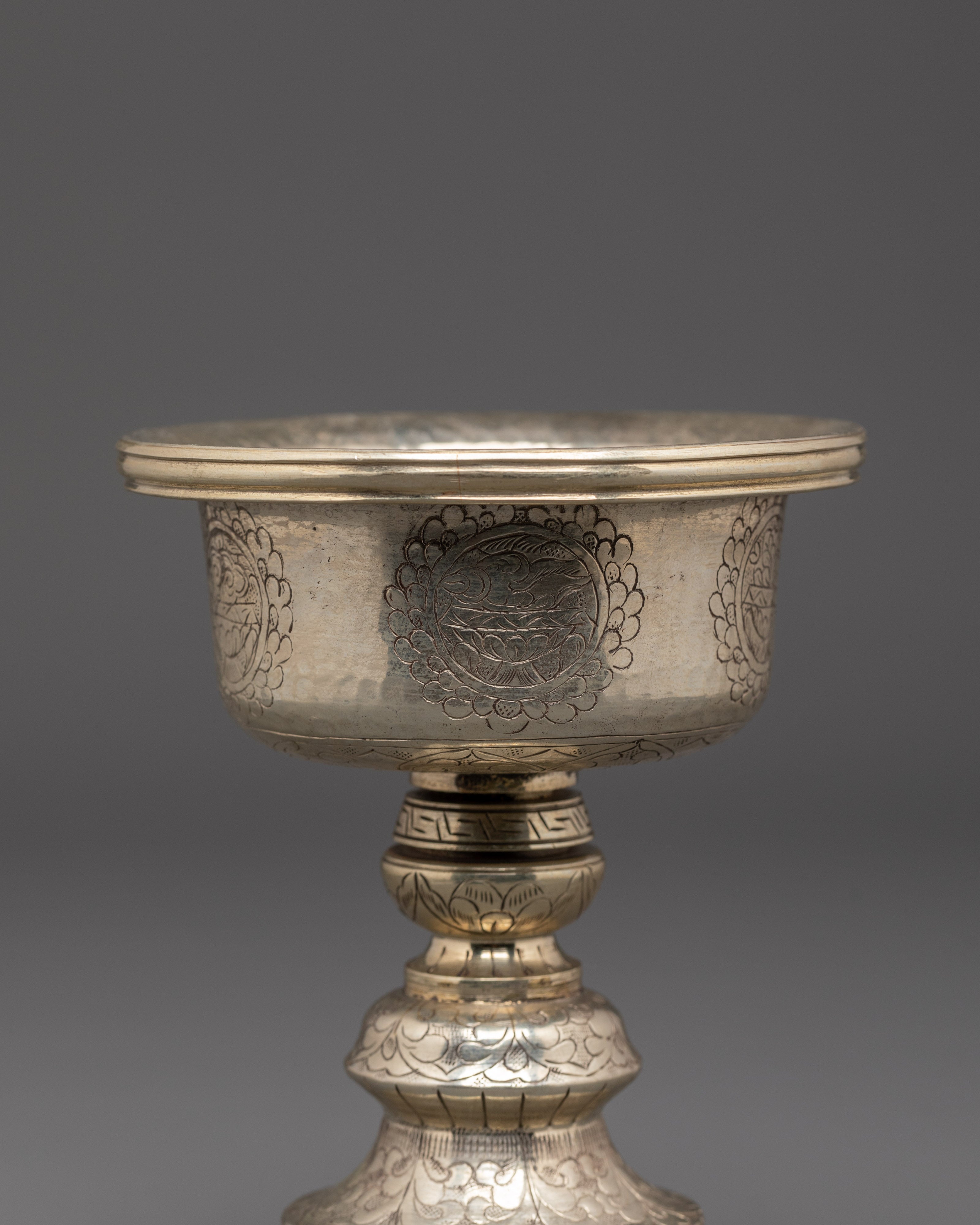 White Metal Butter Lamp | Peaceful Illumination