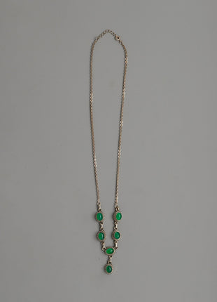 Sterling Silver Green Onyx Necklace