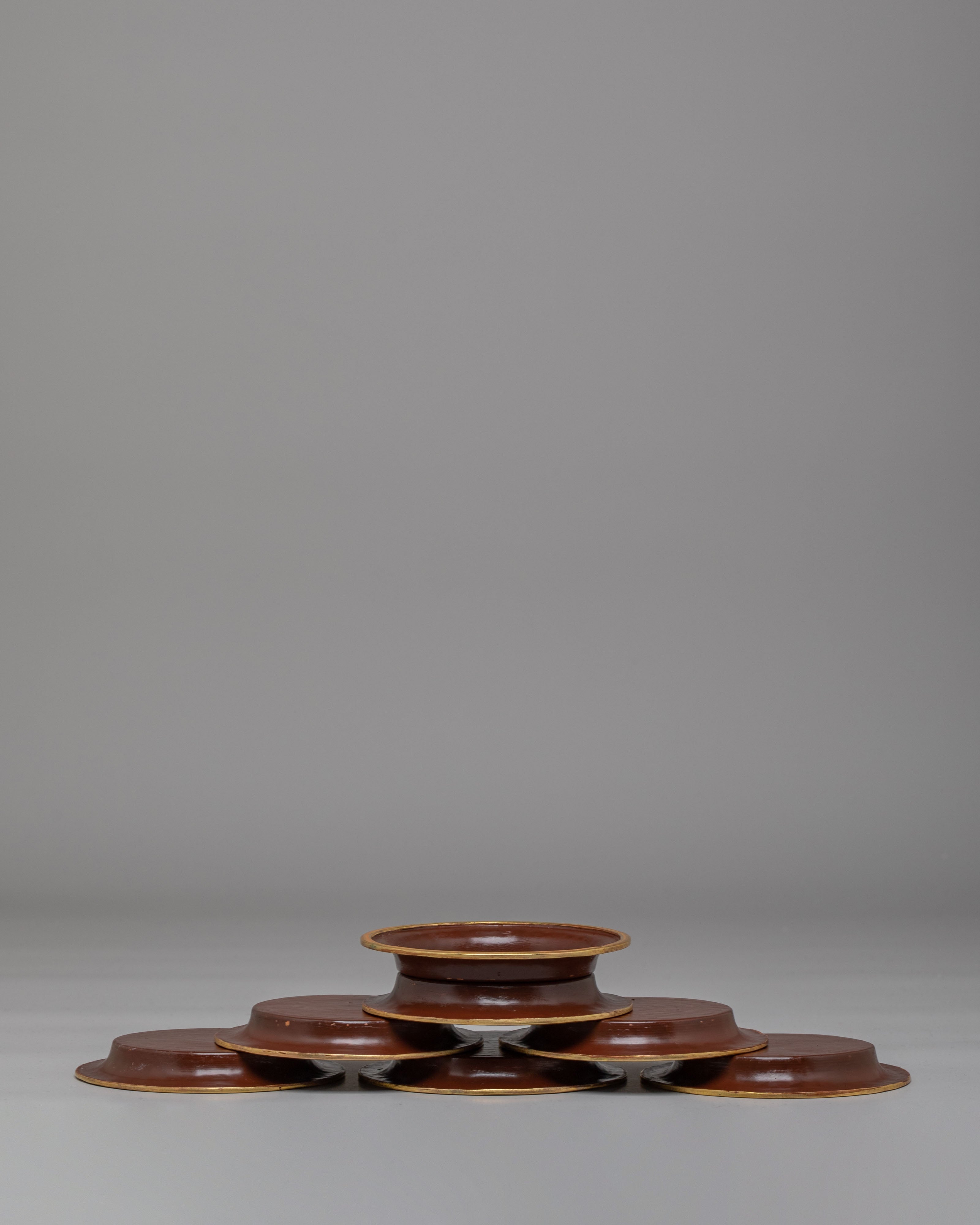 Tibetan Ritual Water Offering Set | Pot, Stand, Plates