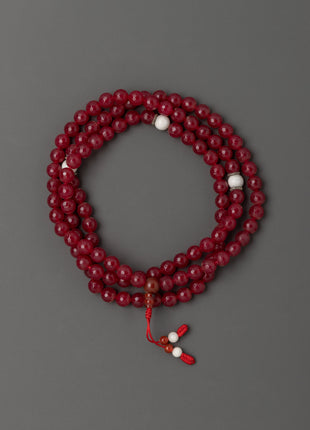 Mala with Artificial Ruby Stone | Meditation Necklace for Wisdom