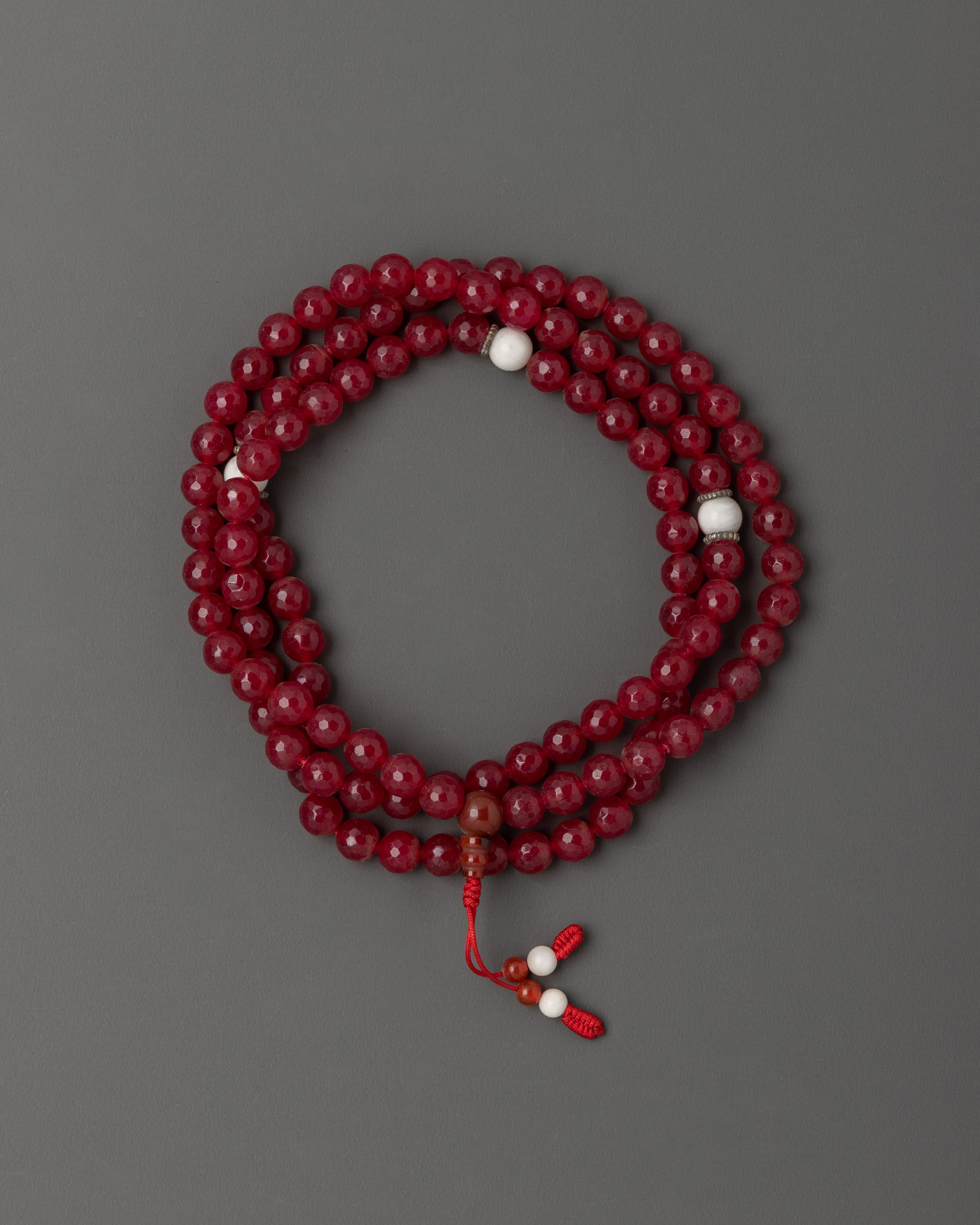 Mala with Artificial Ruby Stone | Meditation Necklace for Wisdom