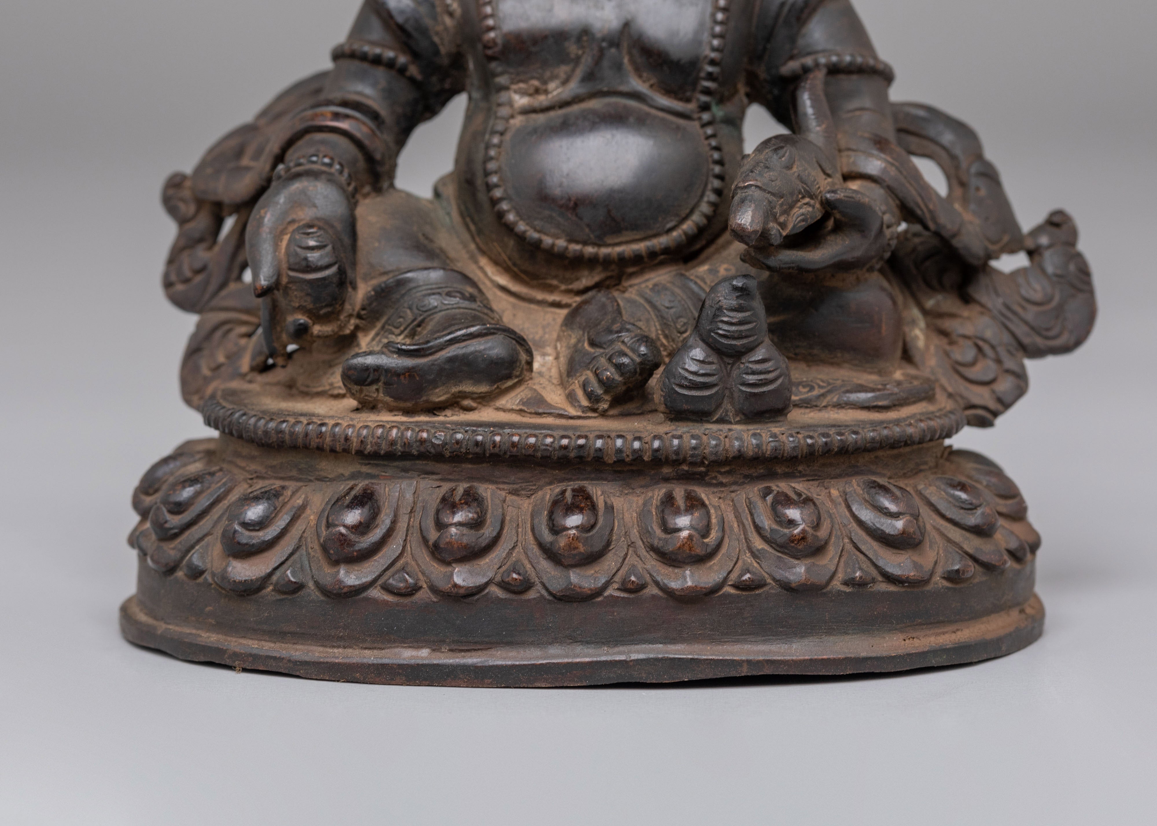 Ceremonial Dzambhala Wealth Deity Sculpture | Tibetan Buddhist Prosperity Figurine