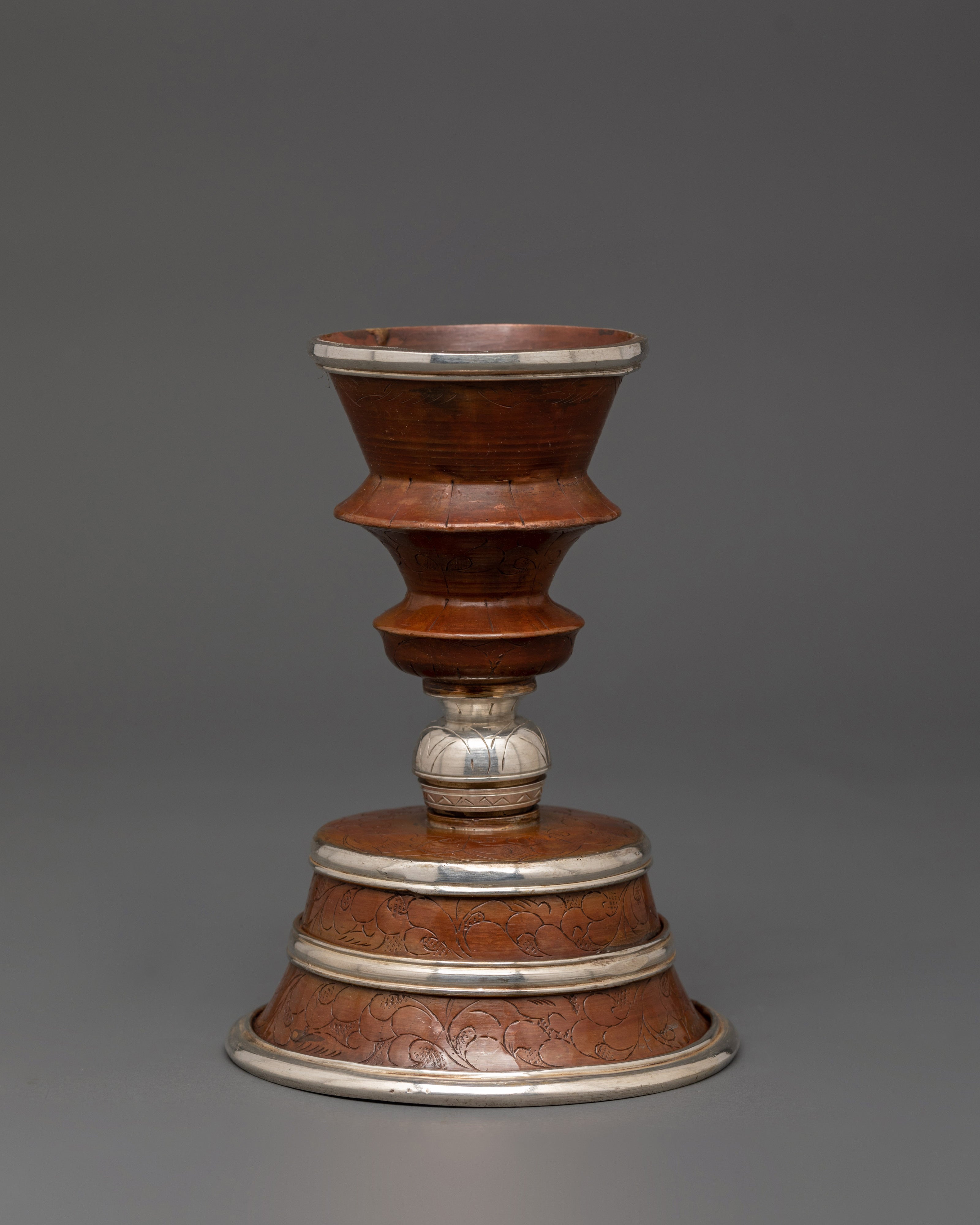 Silver-Plated Tibetan Butter Lamp - Rituals and Meditation